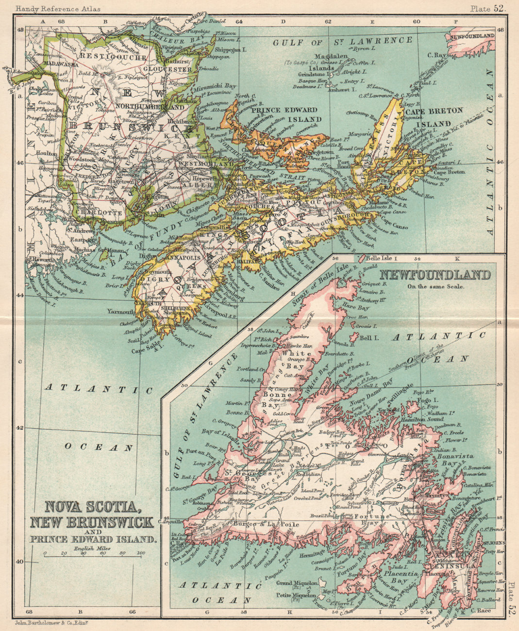 Associate Product Nova Scotia New Brunswick Prince Edward Island Newfoundland. Canada 1904 map
