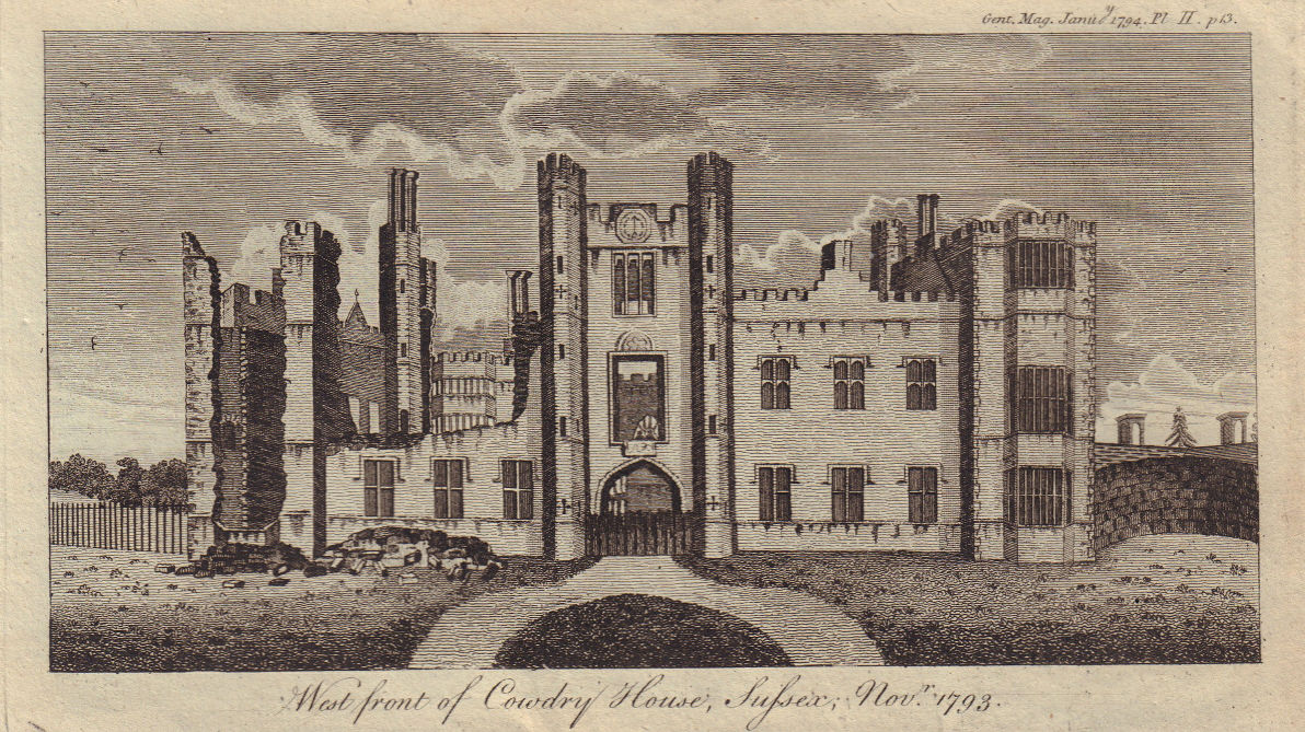 Associate Product View of west front of Cowdray House, Midhurst, Sussex 1794 old antique print