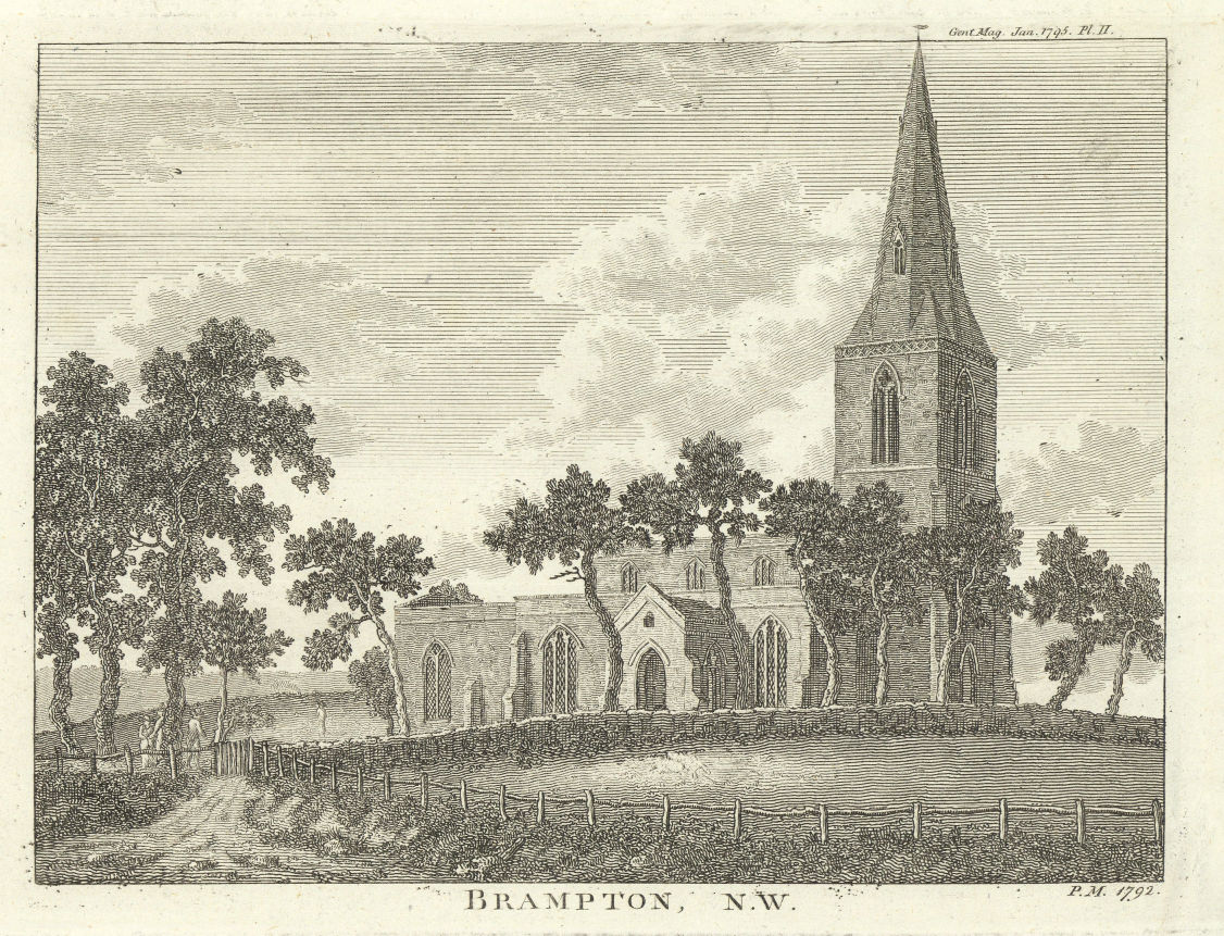 Associate Product View of St Peter & St Paul Church, Old Brampton, Northamptonshire 1795 print