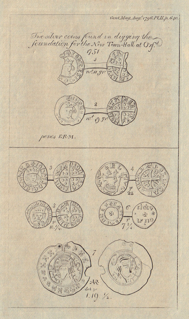 Associate Product Seven coins found in digging the foundation for the New Town Hall at Oxford 1796