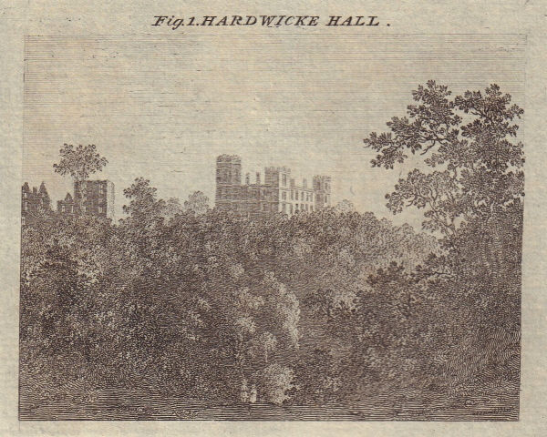 Associate Product View of Hardwicke Hall, Derbyshire. Hardwick Hall. SMALL 1797 old print