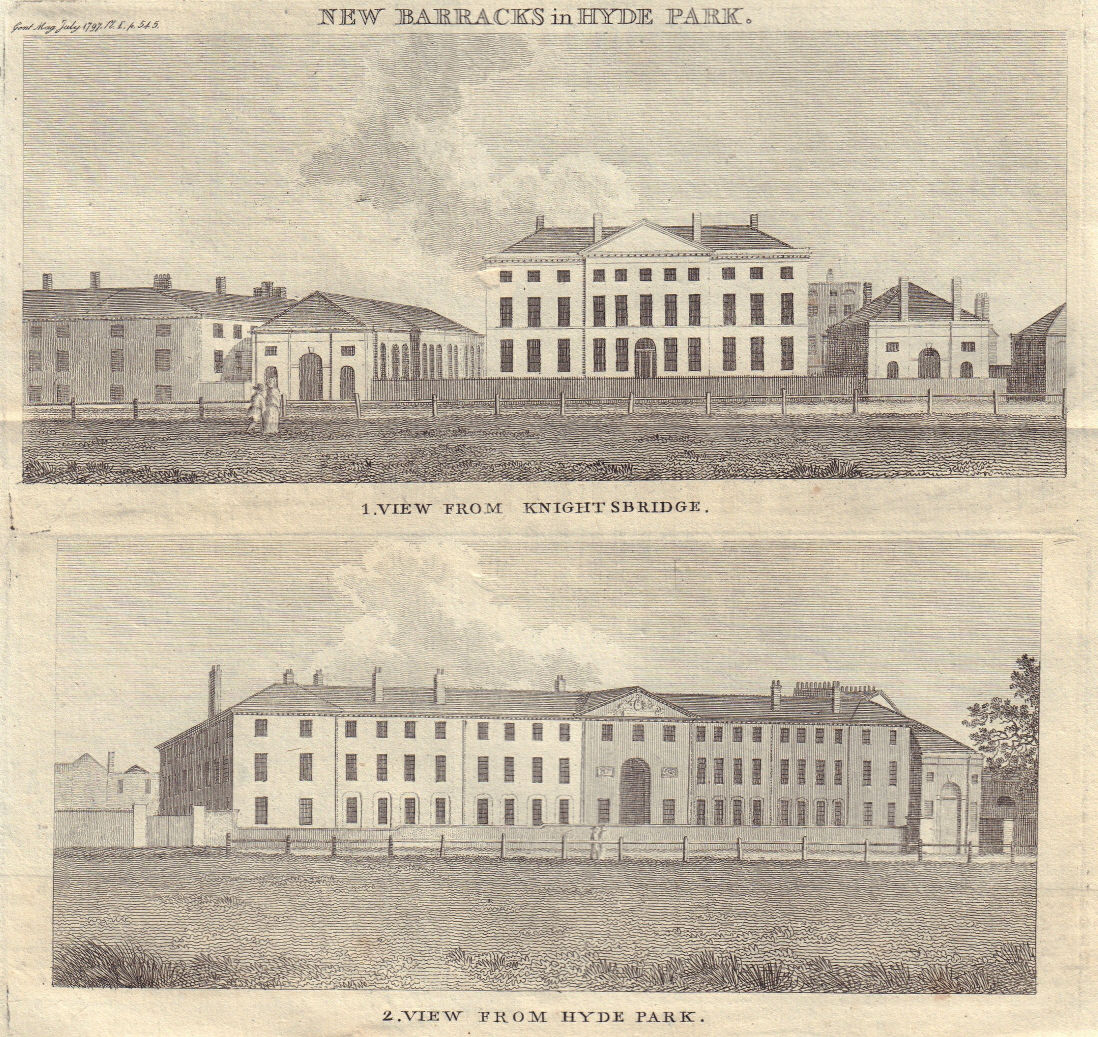 Associate Product 1st Hyde Park Barracks built 1795 (Rebuilt 1880) from Knightsbridge. London 1797