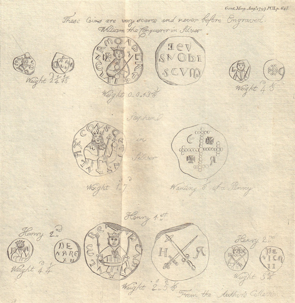 Associate Product Coins of William the Conqueror, from Seymour's History of England 1764 1797