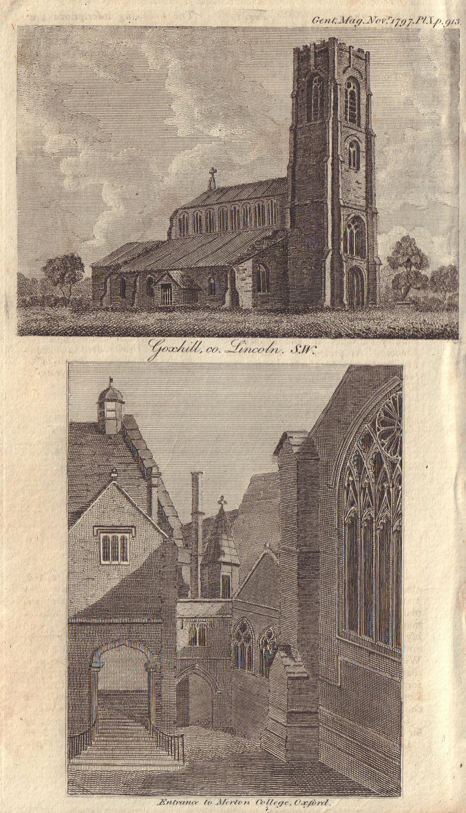 Associate Product All Saints Church, Goxhill, Lincolnshire. Merton College entrance, Oxford 1797