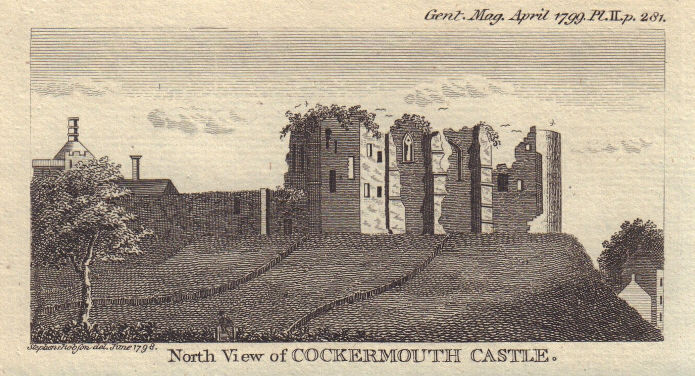 Associate Product North view of the ruins of Cockermouth Castle, in Cumbria. SMALL 1799 print