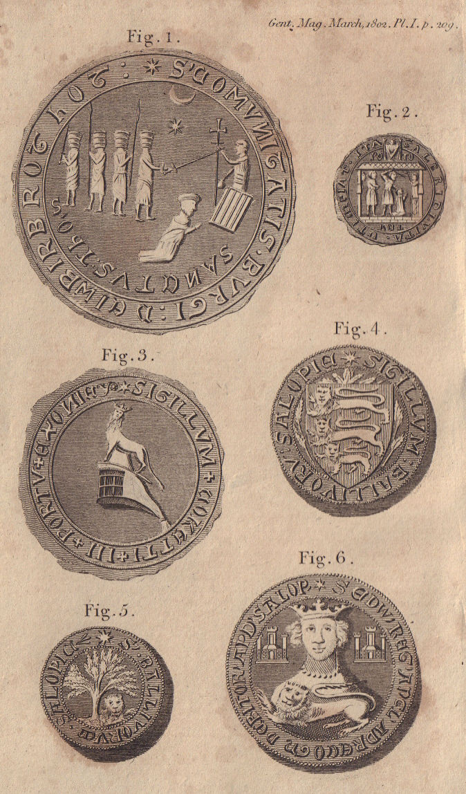 Becket's murder Arbroath town seal, Scotland. Exeter custom seal, Devon 1802