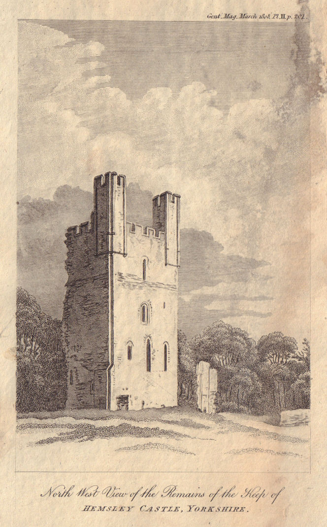 North west view of the remains of the keep of Helmsley Castle, Yorkshire 1808
