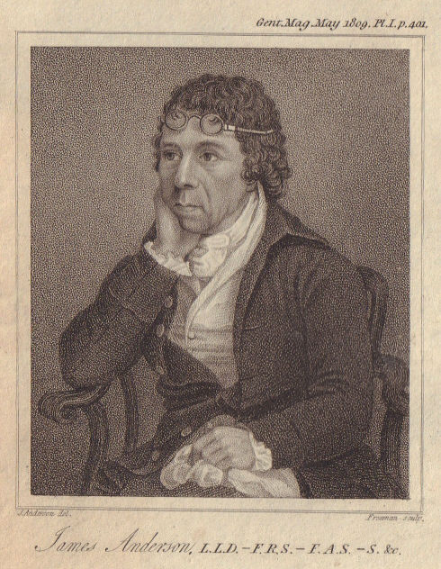 James Anderson of Hermiston author & agriculturist. Scotland. SMALL 1809 print