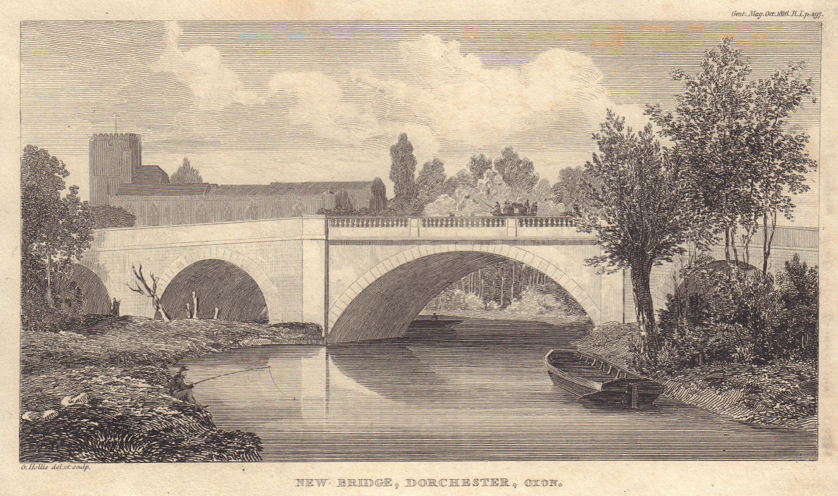 Bridge and Causeway & Dorchester Abbey, Dorchester-on-Thames, Oxfordshire 1816