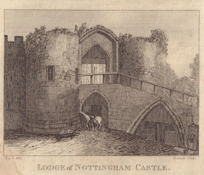 Associate Product View of the Lodge of Nottingham Castle, Nottingham. Nottinghamshire 1818 print