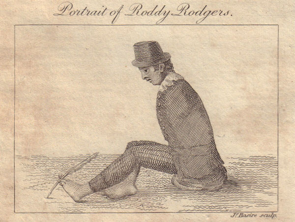 Associate Product Roddy Rogers writing with his foot, born 1798 at Carnmoney, Ireland. SMALL 1811