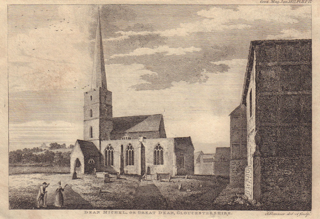 Church of St Michael and All Angels, Mitcheldean, Gloucestershire 1822 print