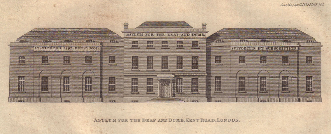 Associate Product London Asylum for the Deaf and Dumb, Old Kent Road 1822 antique print