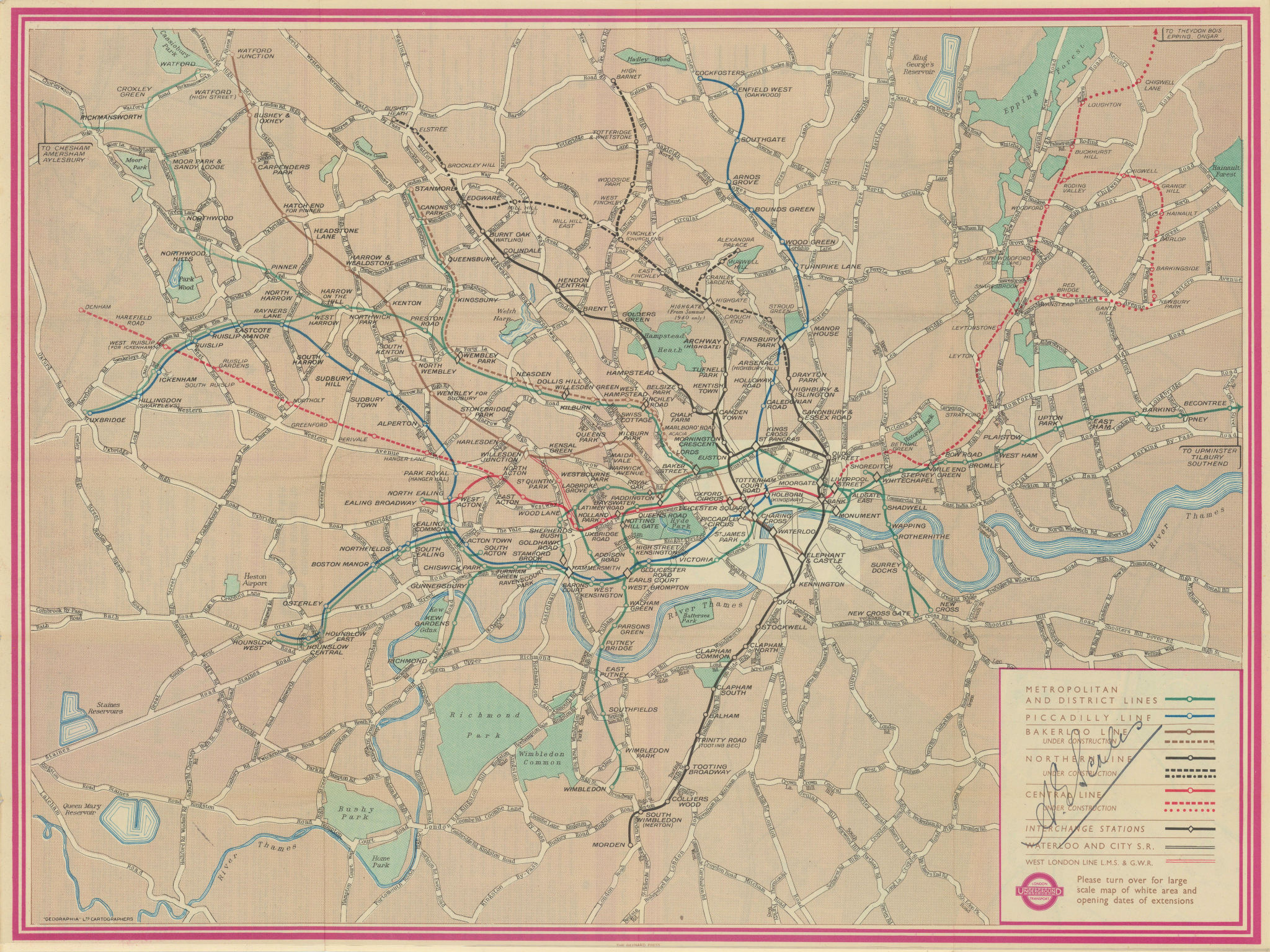 LONDON UNDERGROUND Tube Map Plan Diagram Northern Heights SCHLEGER 