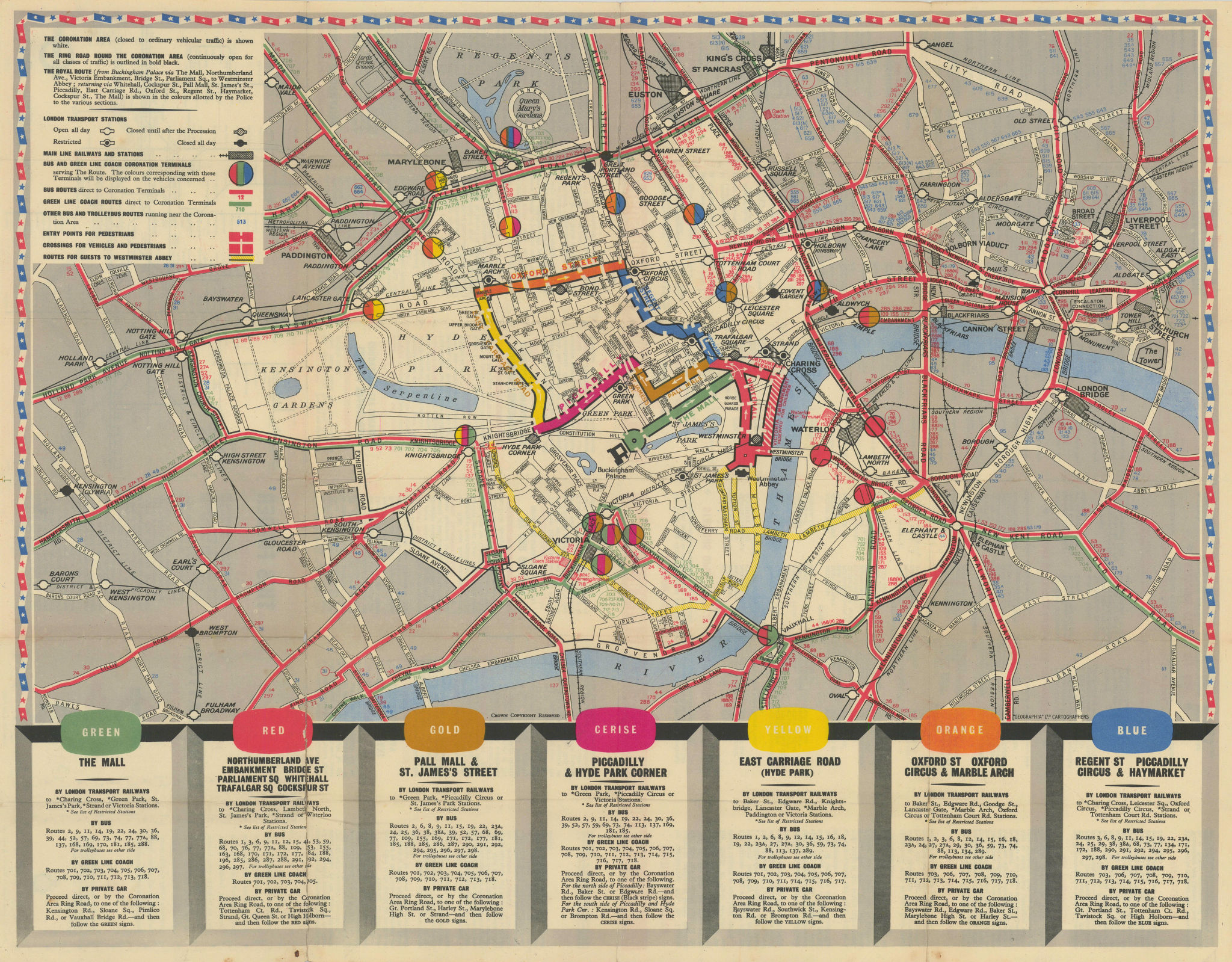 Associate Product Elizabeth R Coronation. London Transport. British Railways. 2 June 1953 map