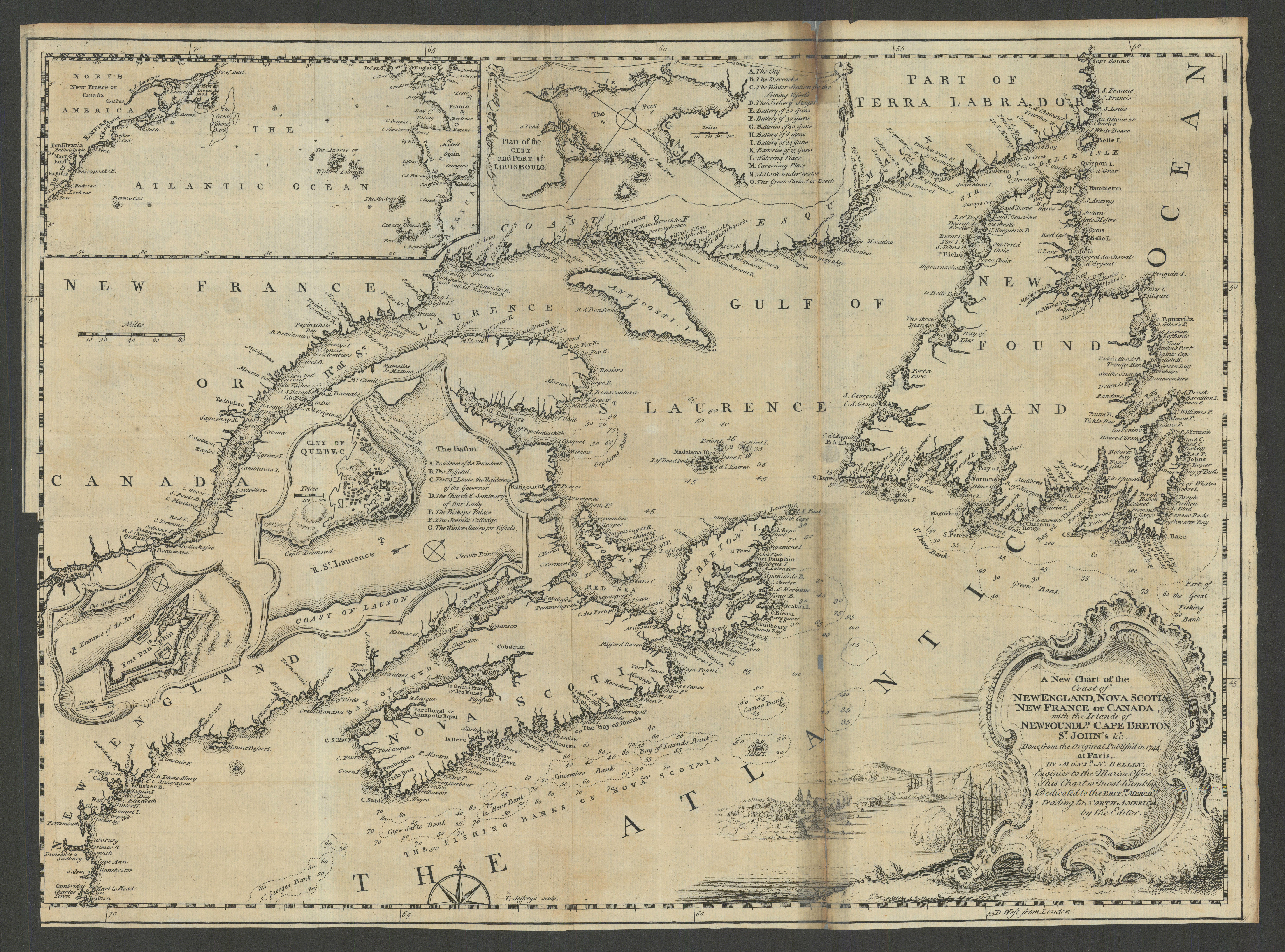 Associate Product The Coast of New England, Nova Scotia, New France or Canada. GENTS MAG 1746 map