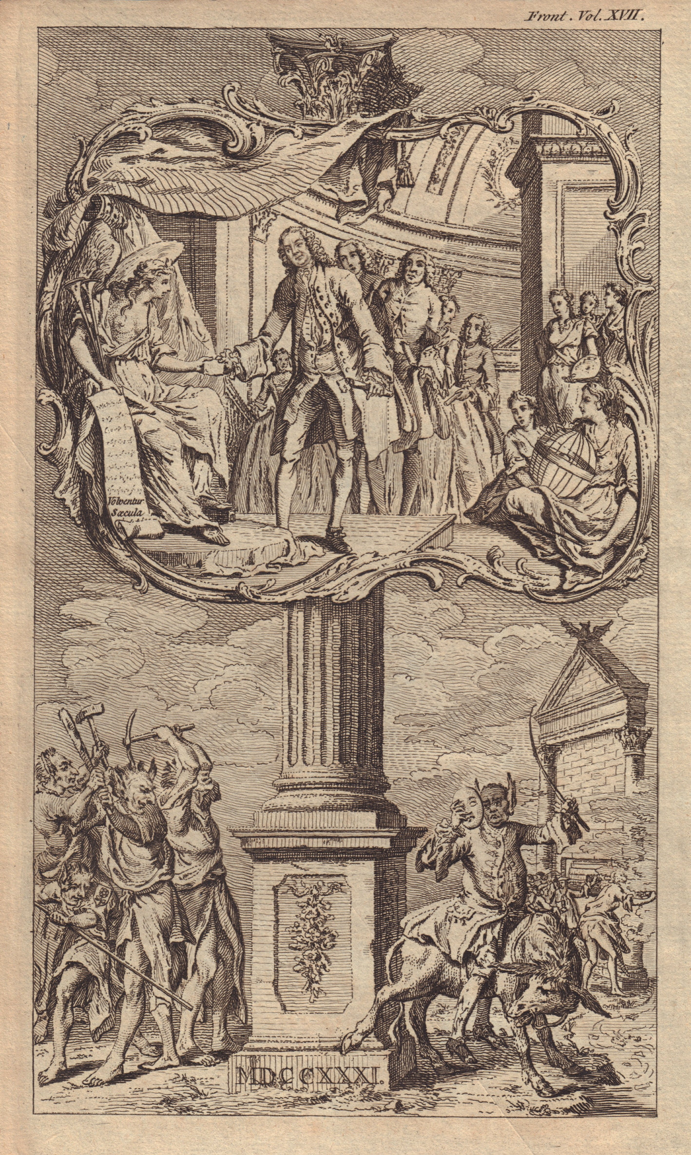 Gentleman's Magazine Decorative title page. GENTS MAG 1747 old antique print