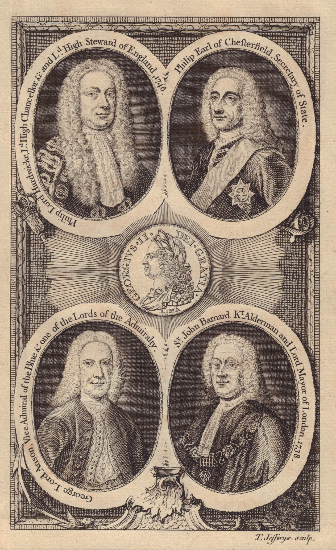 Associate Product King George II. Philip Earl Hardwick Chesterfield George Anson John Barnard 1747