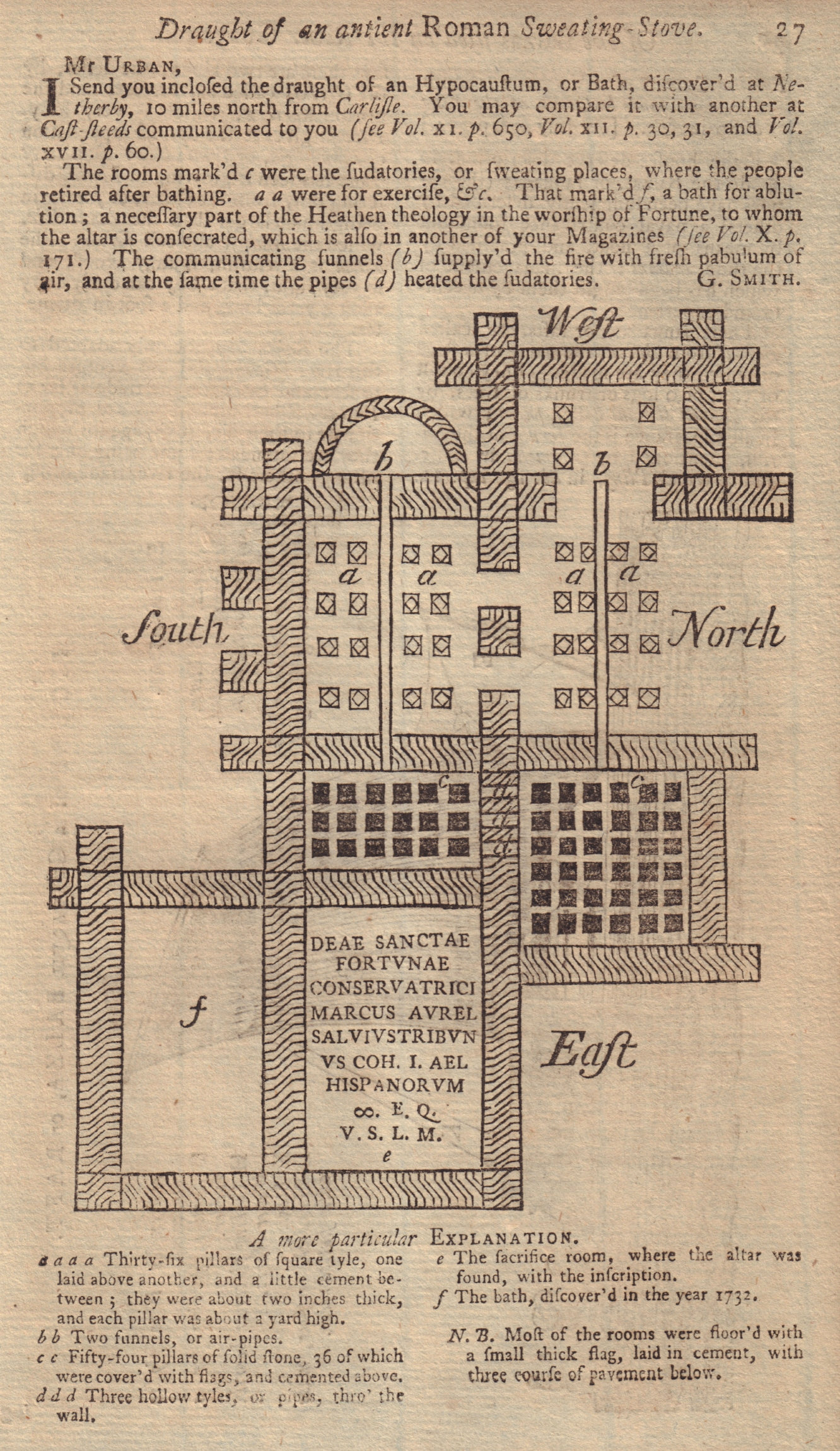 Associate Product A Plan of a Hypocaust at Netherby, in Cumbria. Roman Bath. GENTS MAG 1750