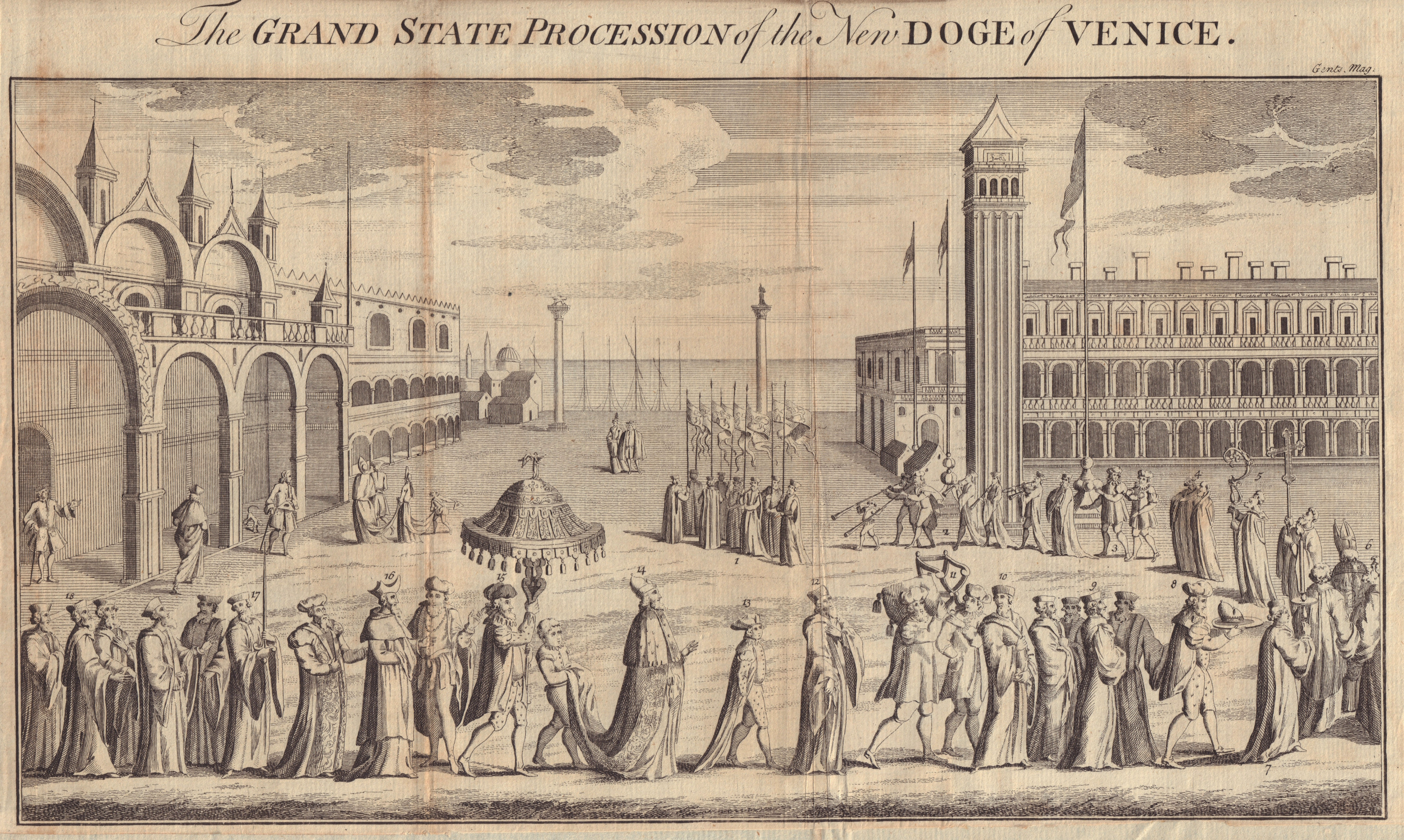 Associate Product The Grand State Procession of the New Doge of Venice. St Mark's Square 1752