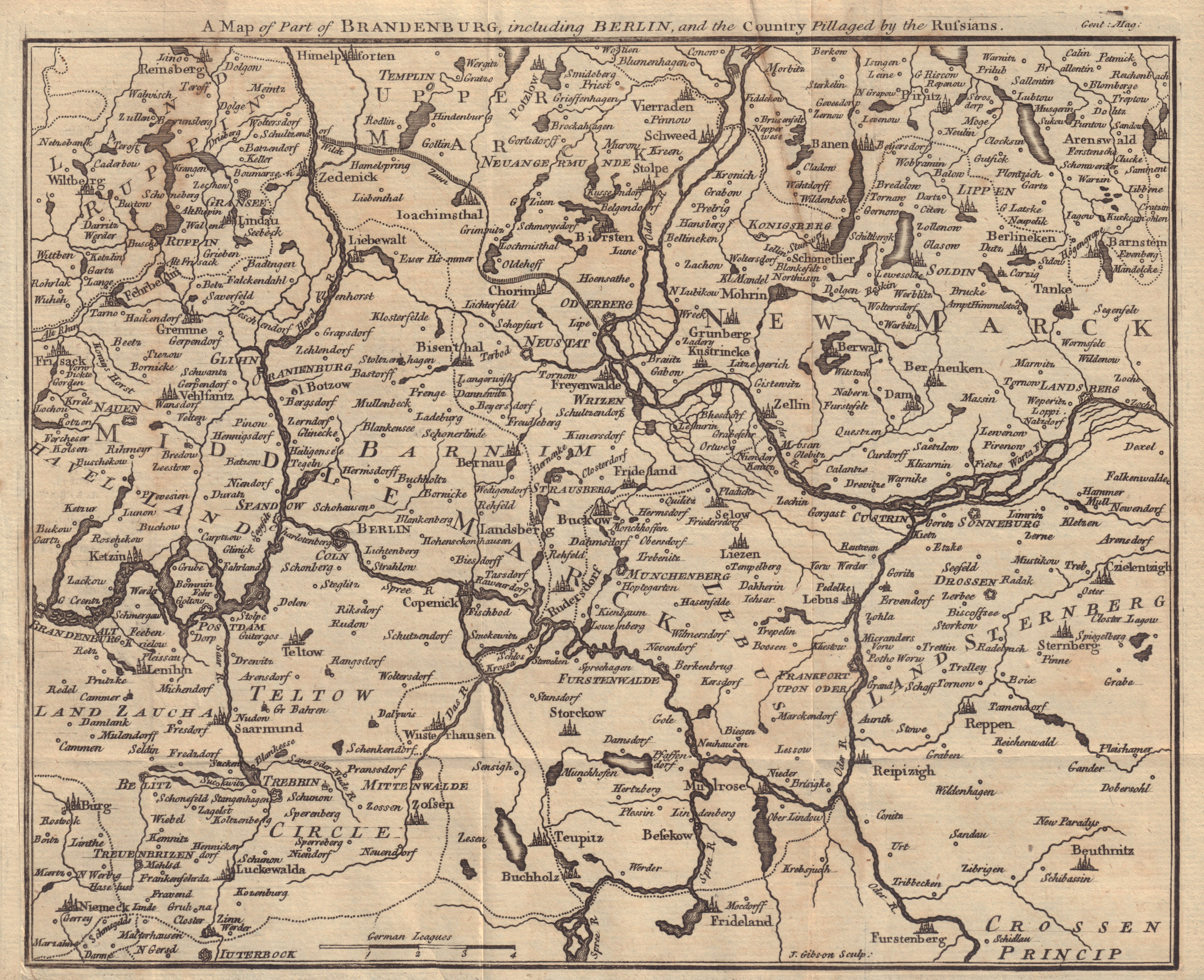 Associate Product A Map of Part of Brandenburg including Berlin… & Western Poland. GIBSON 1760