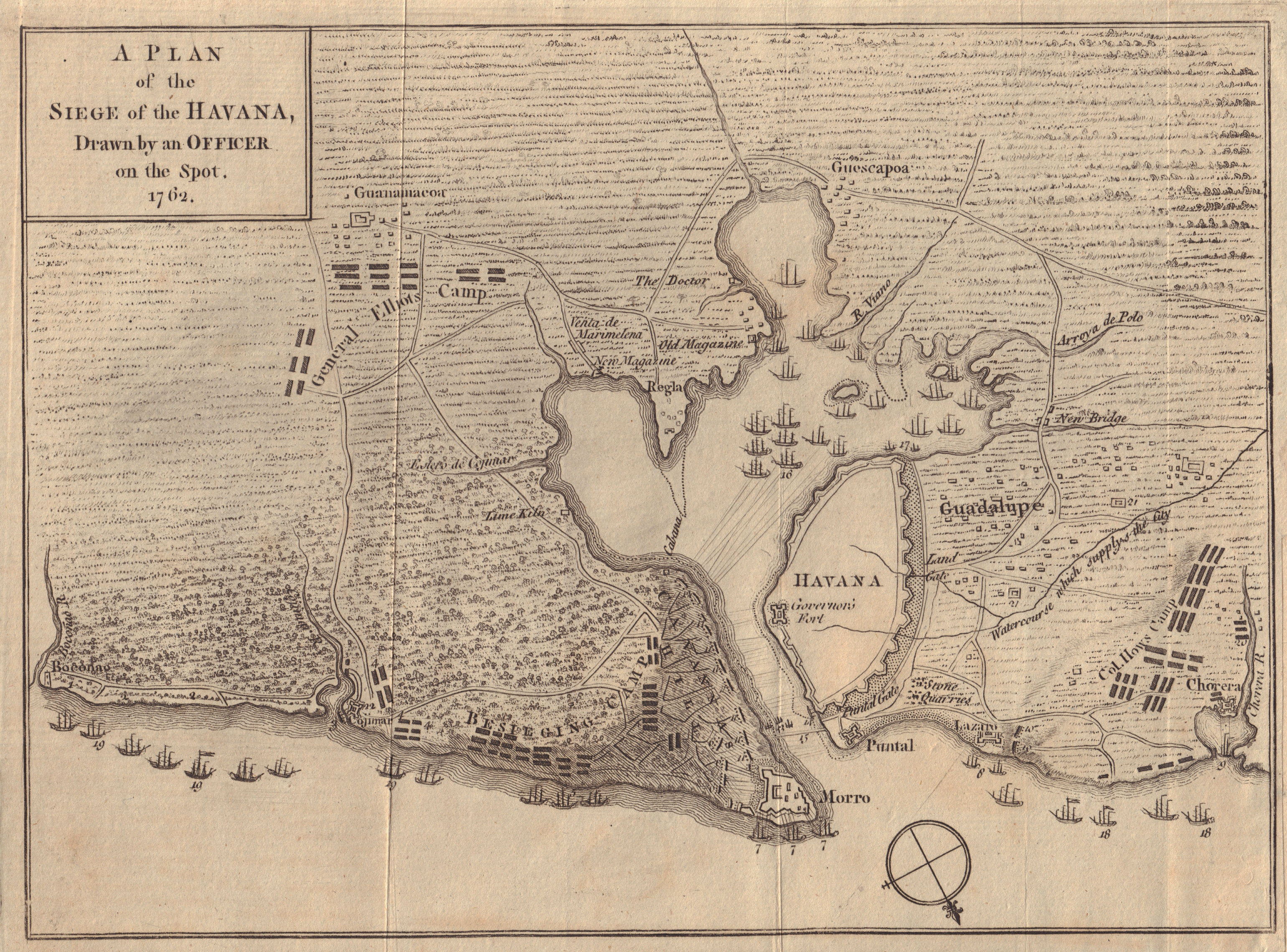A Plan of the Siege of the Havana… Cuba. Gentleman's Magazine 1762 old map