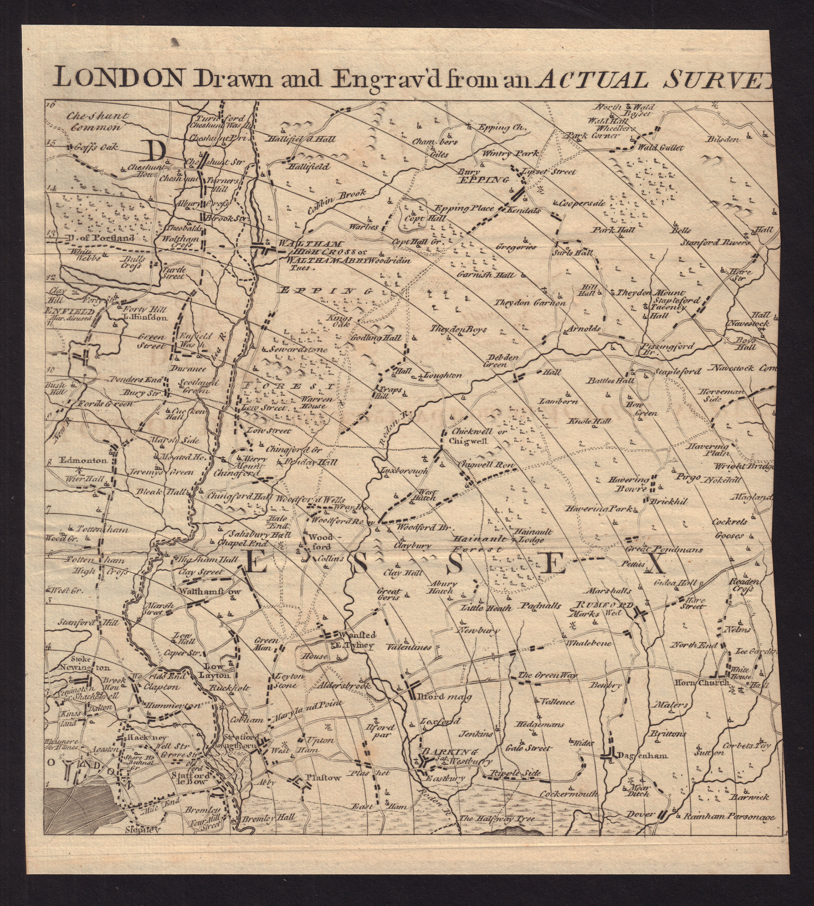 NE London & Essex. Redbridge Hackney Newham Barking Dagenham. GENTS MAG 1764 map