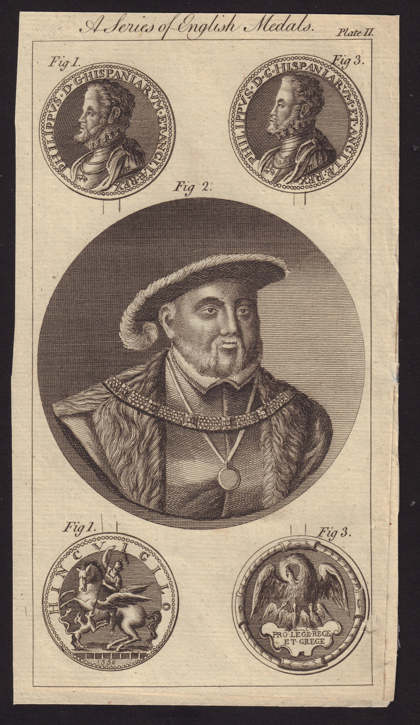 King Henry VIII. Medals of Philip & Mary. A Pelican. GENTS MAG 1778 old print