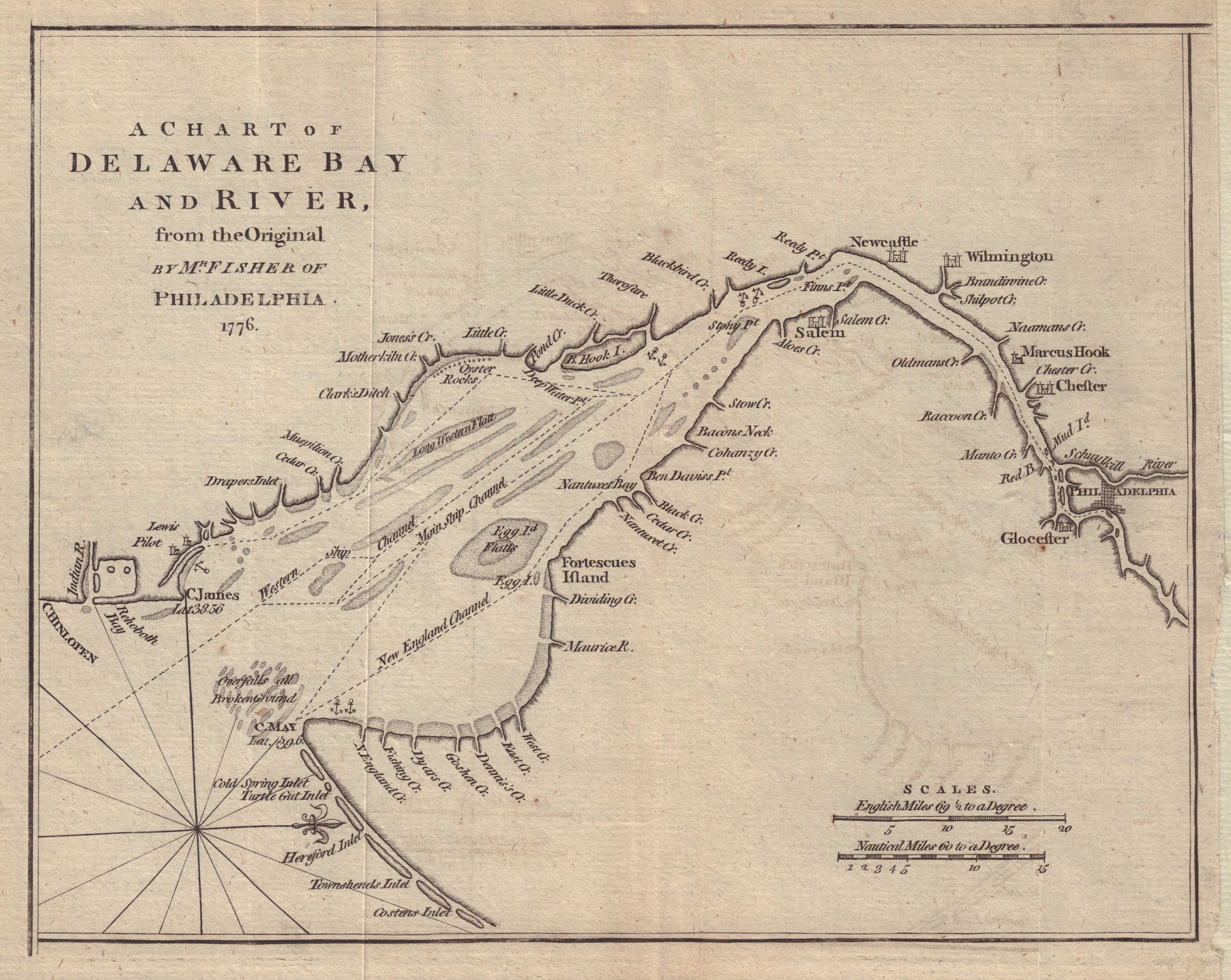 Associate Product A Chart of Delaware Bay & River from… Mr Fisher. New Jersey. GENTS MAG 1779 map