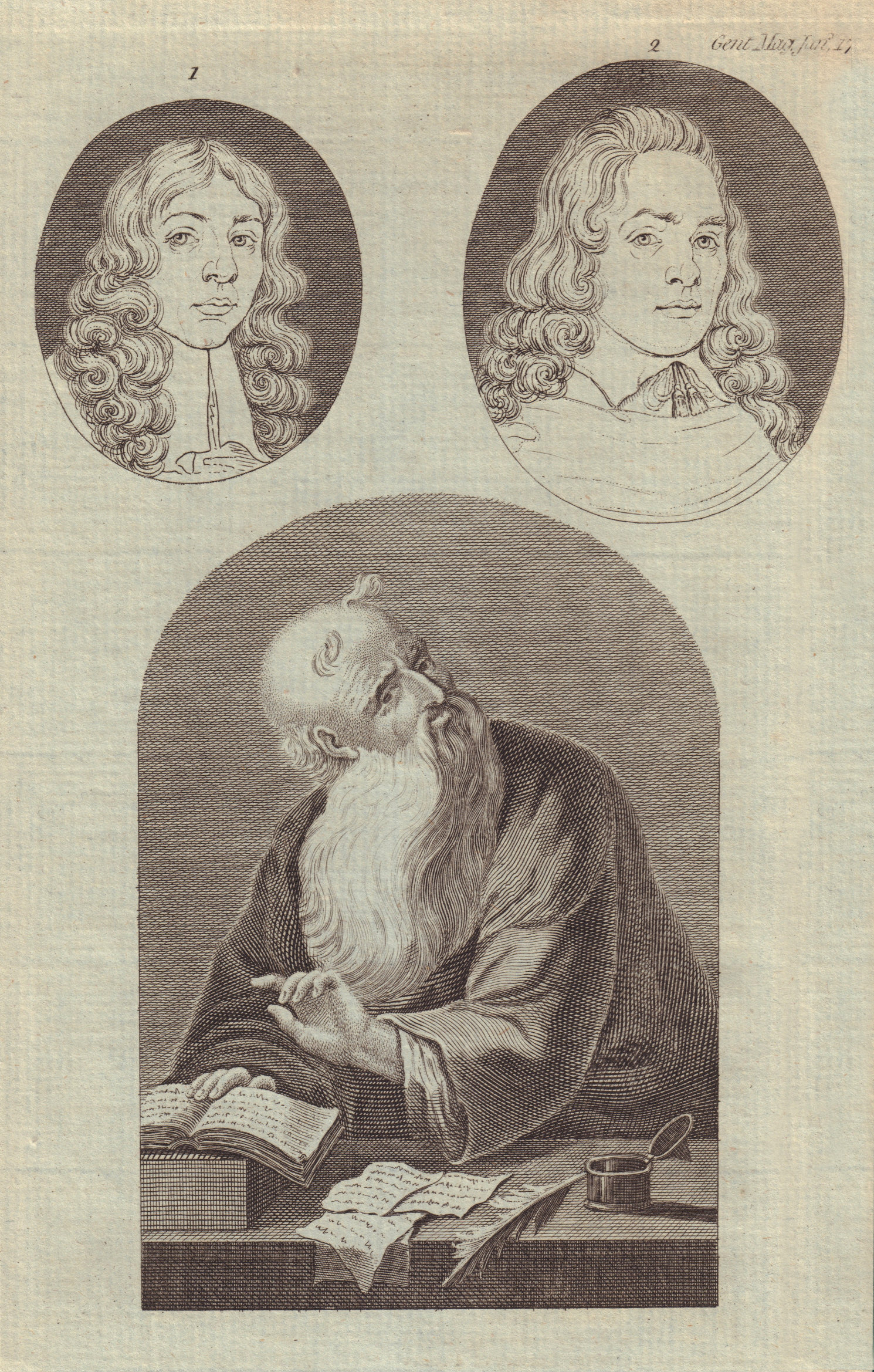 Associate Product 17th century portraits of unknown gentlemen. Old Man with a large beard 1784