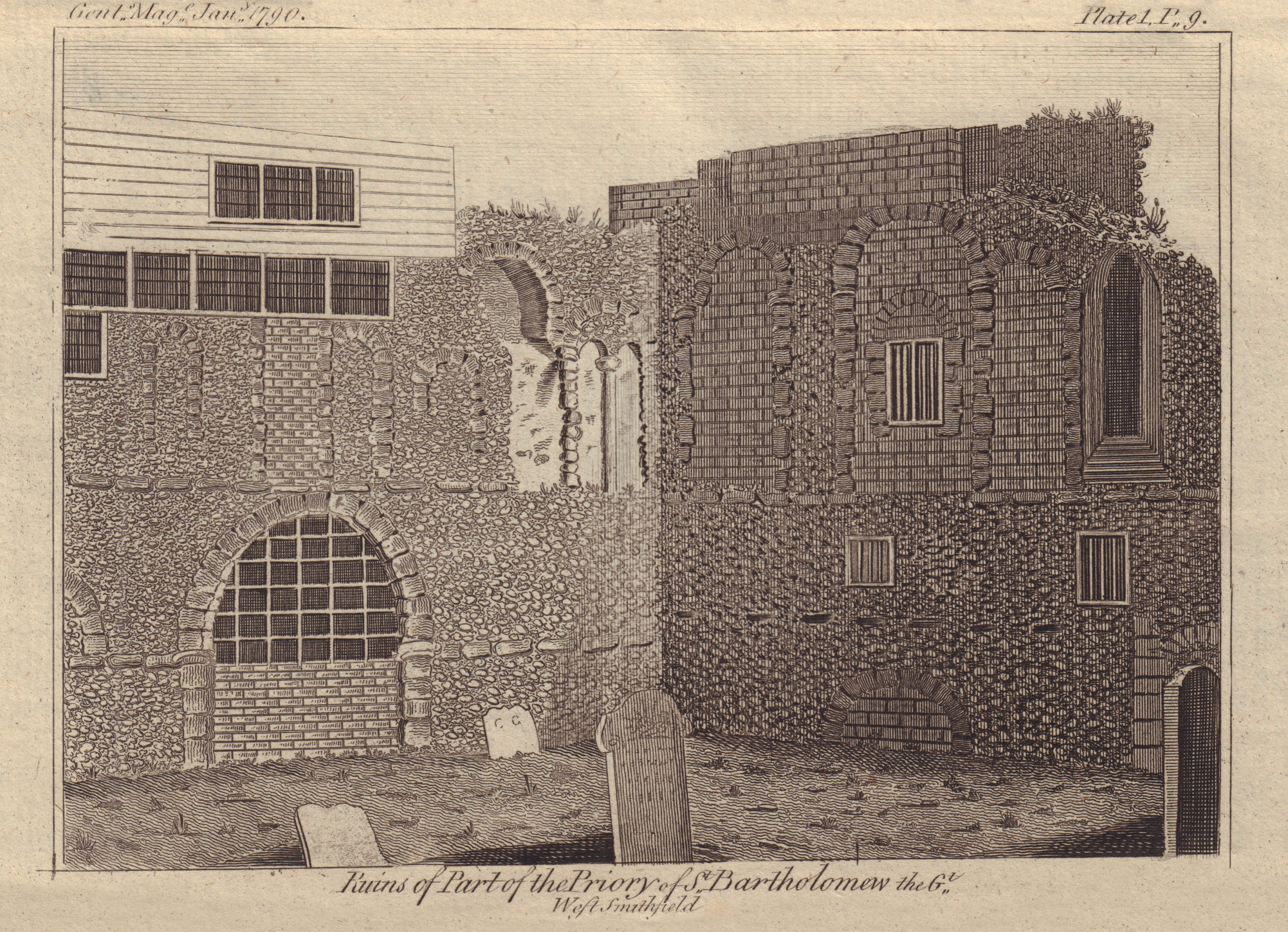 Associate Product Ruins of the Priory of St. Bartholomew the Great, Smithfield, London 1790