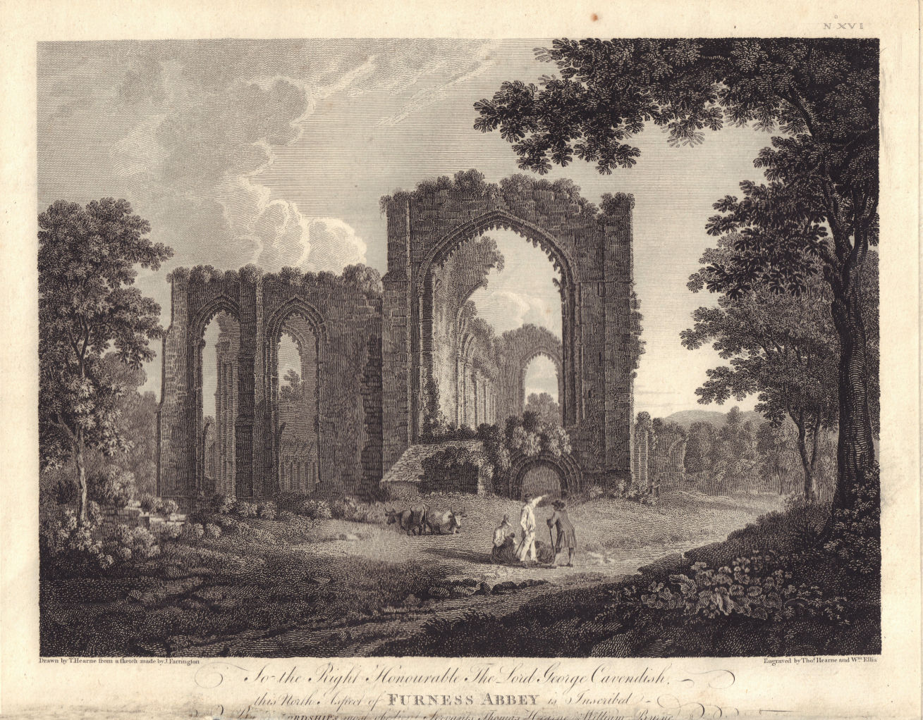 West Aspect of Furness Abbey, Barrow-in-Furness, Cumbria. GROSE 1779 old print