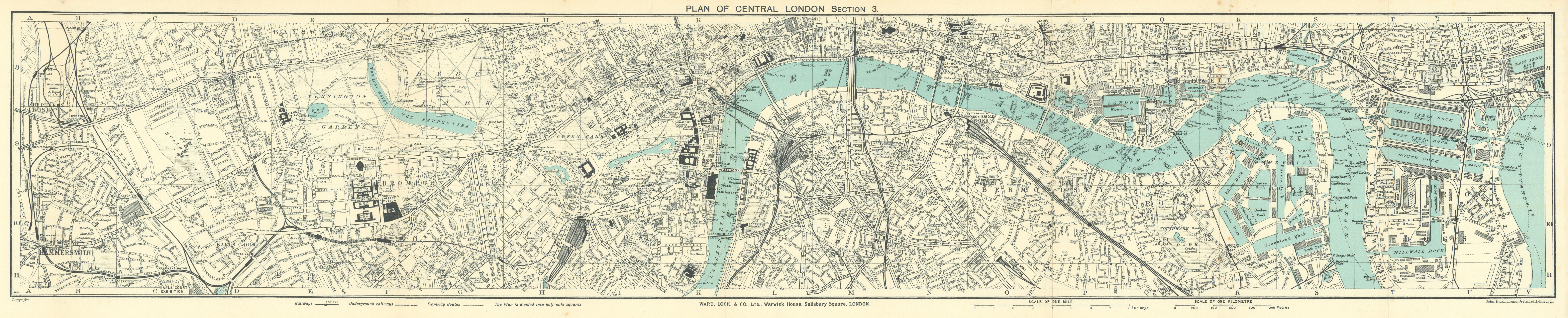 Associate Product CENTRAL LONDON-SECTION 3 vintage town/city plan. London. WARD LOCK 1936 map