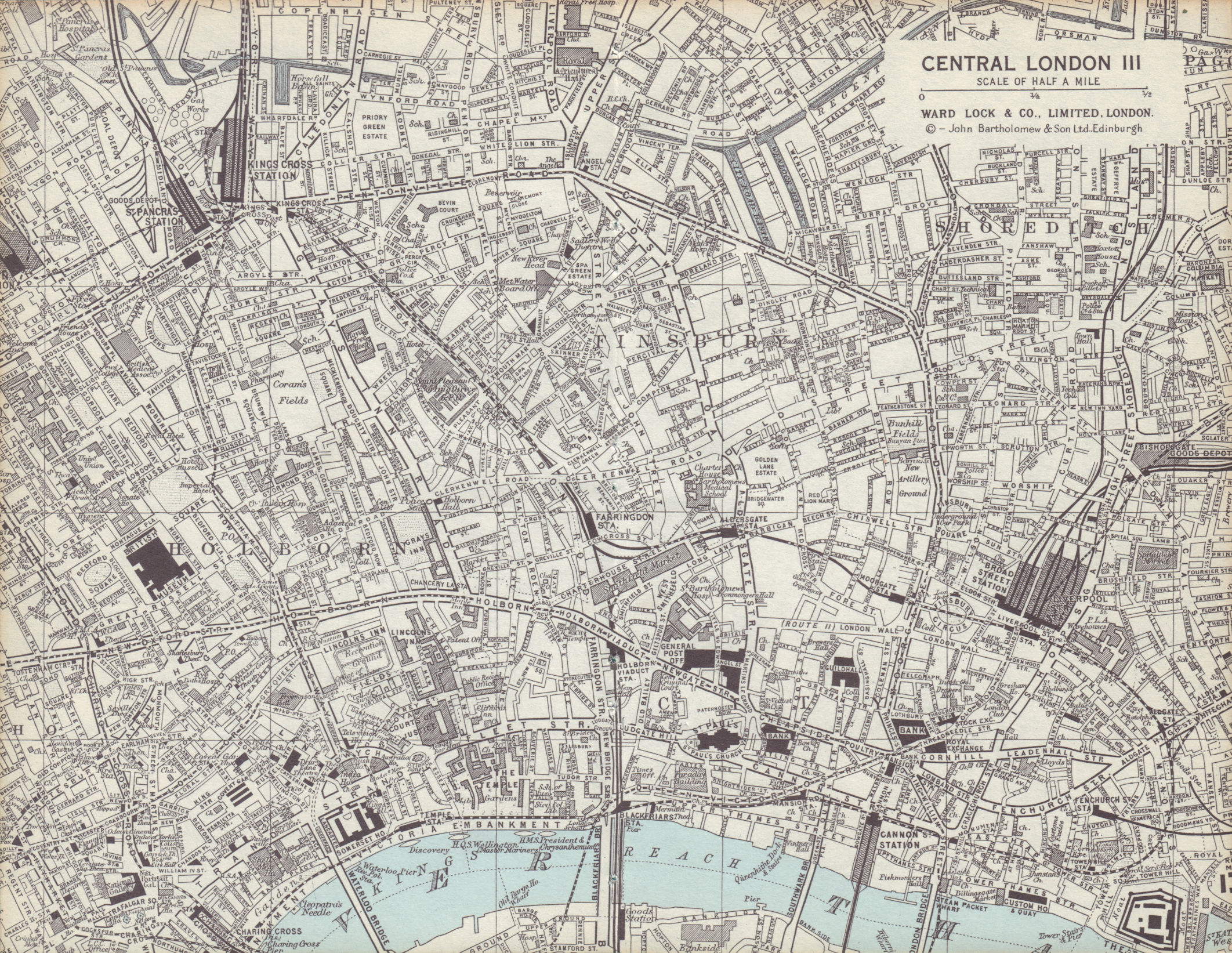 Associate Product Central London 3. Holborn City Shoreditch Islington West End. WARD LOCK 1970 map