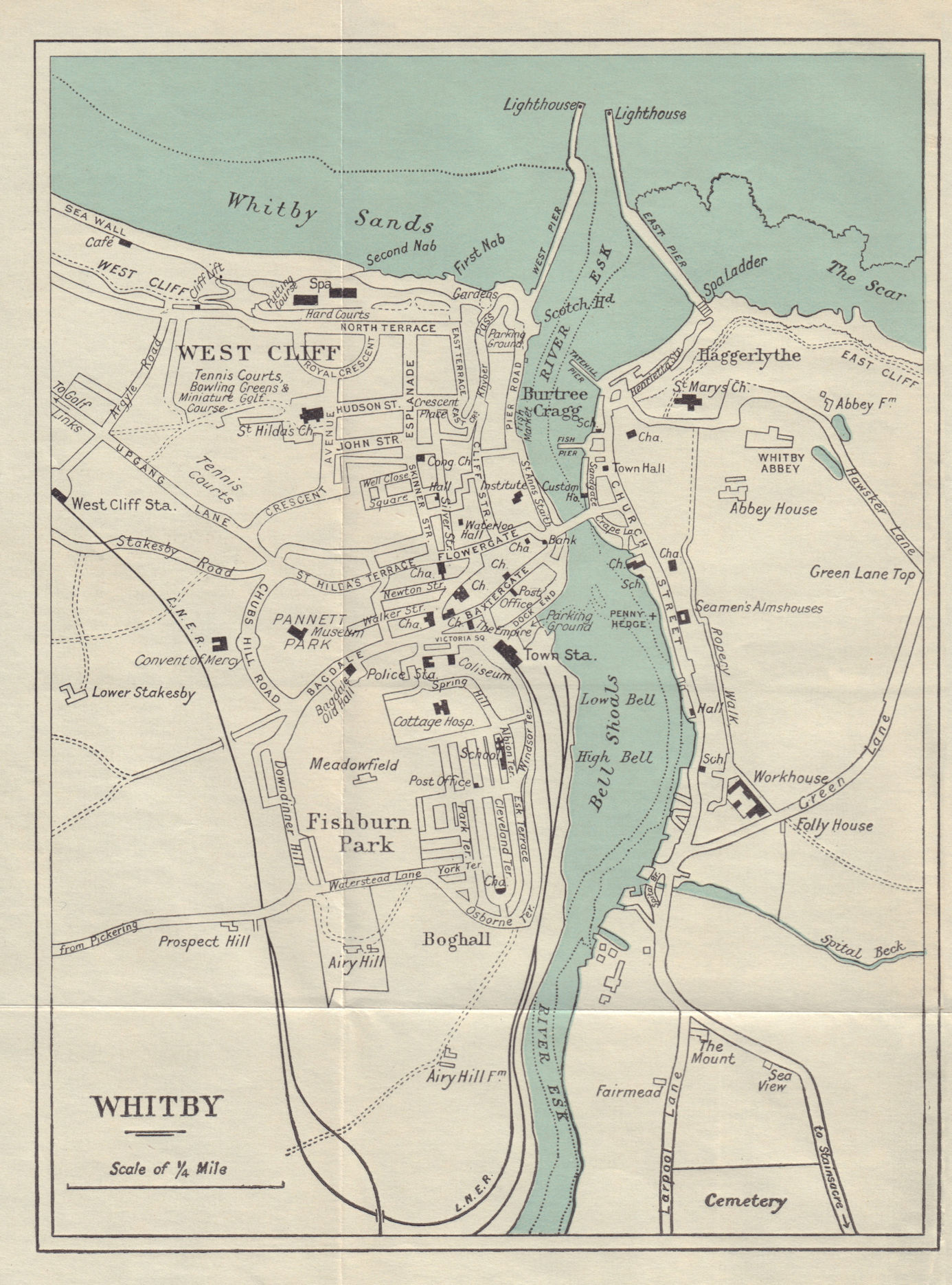 Associate Product WHITBY vintage town/city plan. Yorkshire. WARD LOCK 1933 old vintage map chart