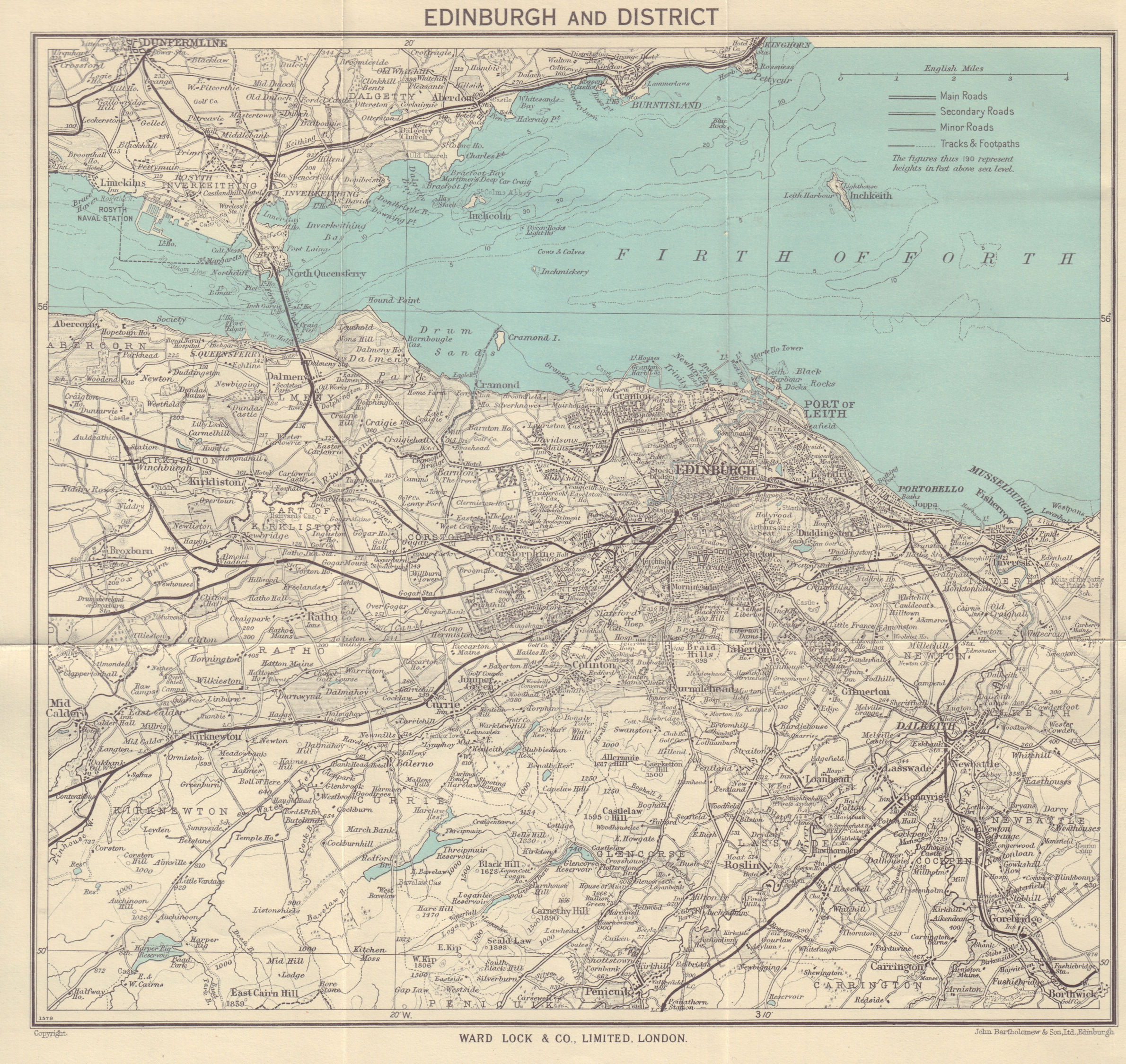 Associate Product EDINBURGH environs. Portobello Leith Dunfermline Dalkeith. WARD LOCK 1957 map