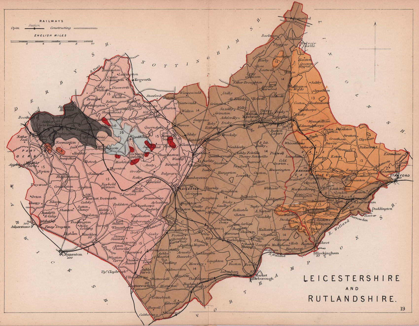 Leicestershire Antique Leicestershire County Maps Old Road Maps   P 6 101441a 