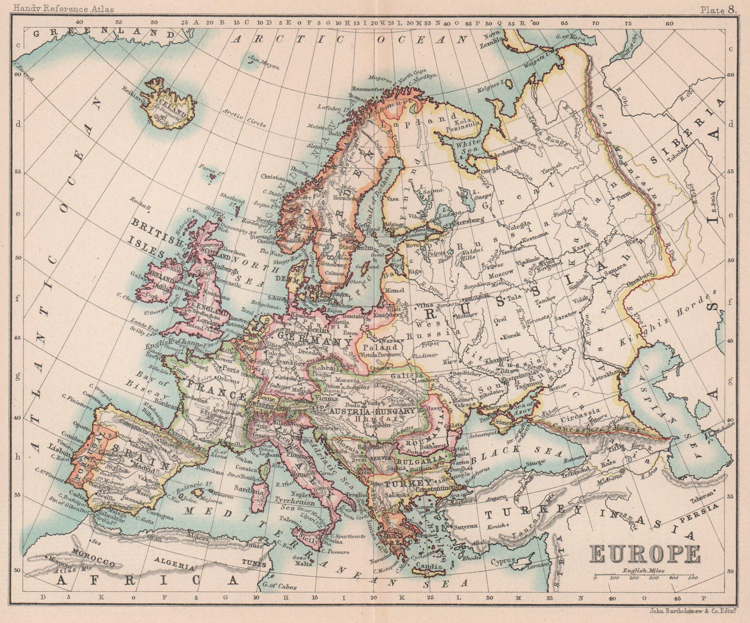 Associate Product Europe political. Austria-Hungary. Turkey in Europe. BARTHOLOMEW 1888 old map