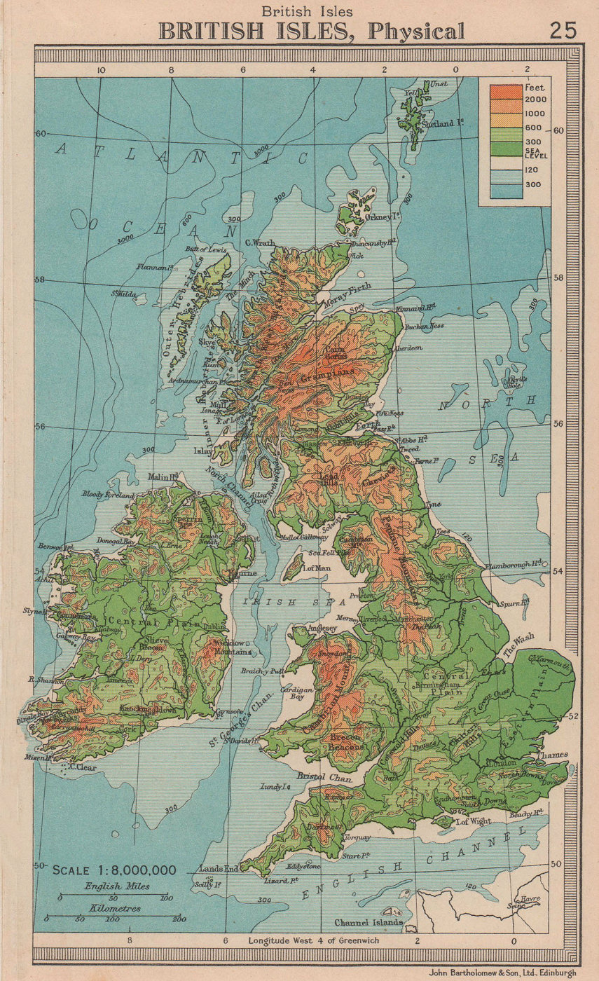 Associate Product British Isles - Political. BARTHOLOMEW 1949 old vintage map plan chart