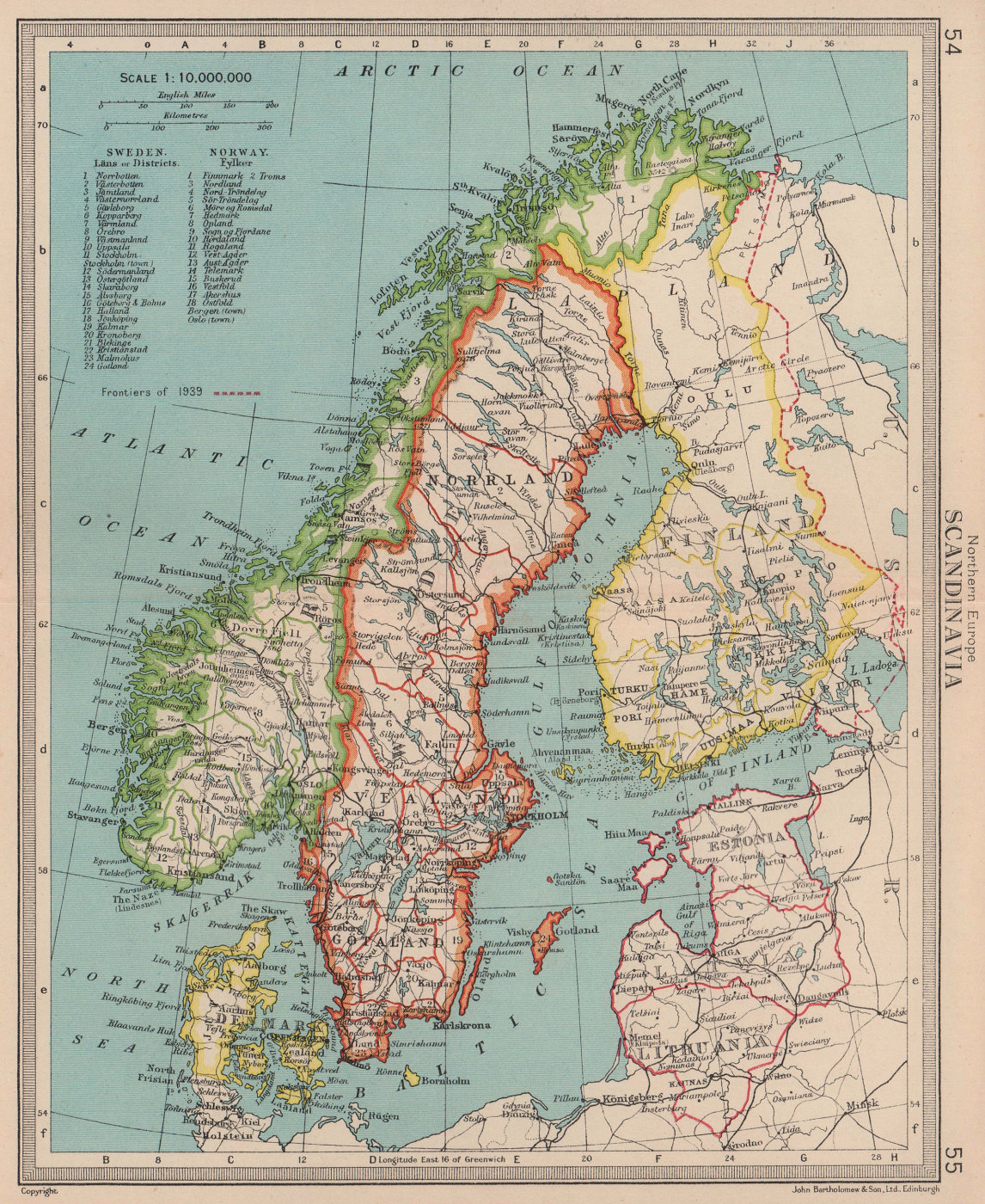 scandinavia-nordics-sweden-norway-finland-1939-frontiers-bartholomew-1949-map-ebay for Free Printable Map Of Scandinavia Scandinavia. Nordics. Sweden Norway Finland 1939 frontiers. BARTHOLOMEW 1949 map | eBay for Free Printable Map Of Scandinavia