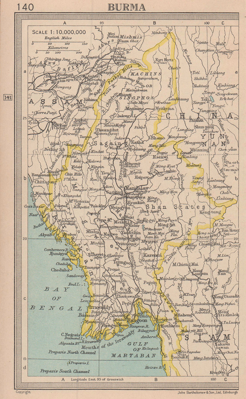 Vintage Map Of Burma Old Burma Map Large Burma Wall Art Myanmar Maps Images