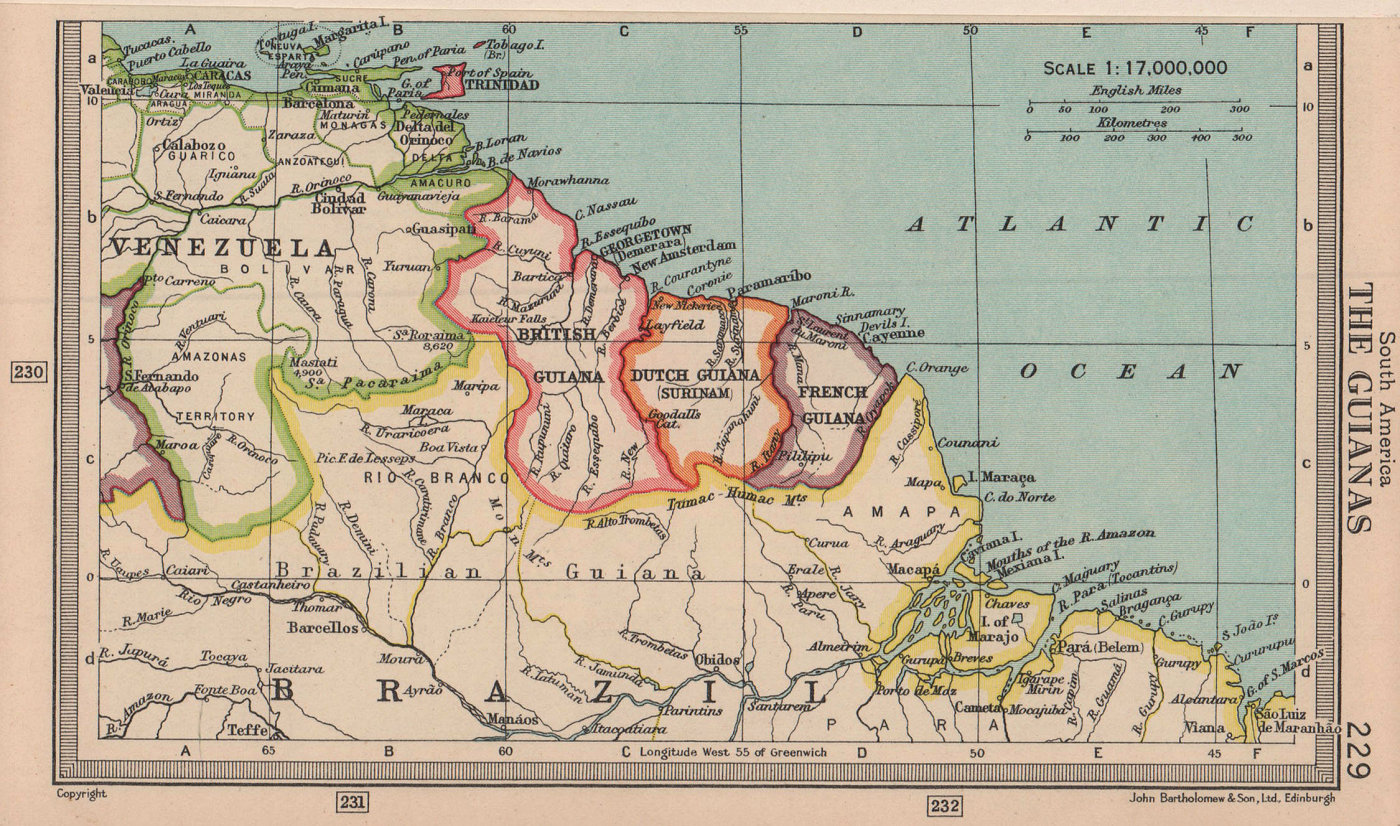 Guyana French Guiana Suriname | antique and vintage maps and prints