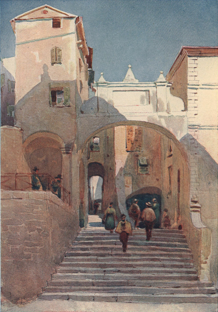 Associate Product Mentone, old houses by Alexander Murray. Alpes-Maritimes 1904 print