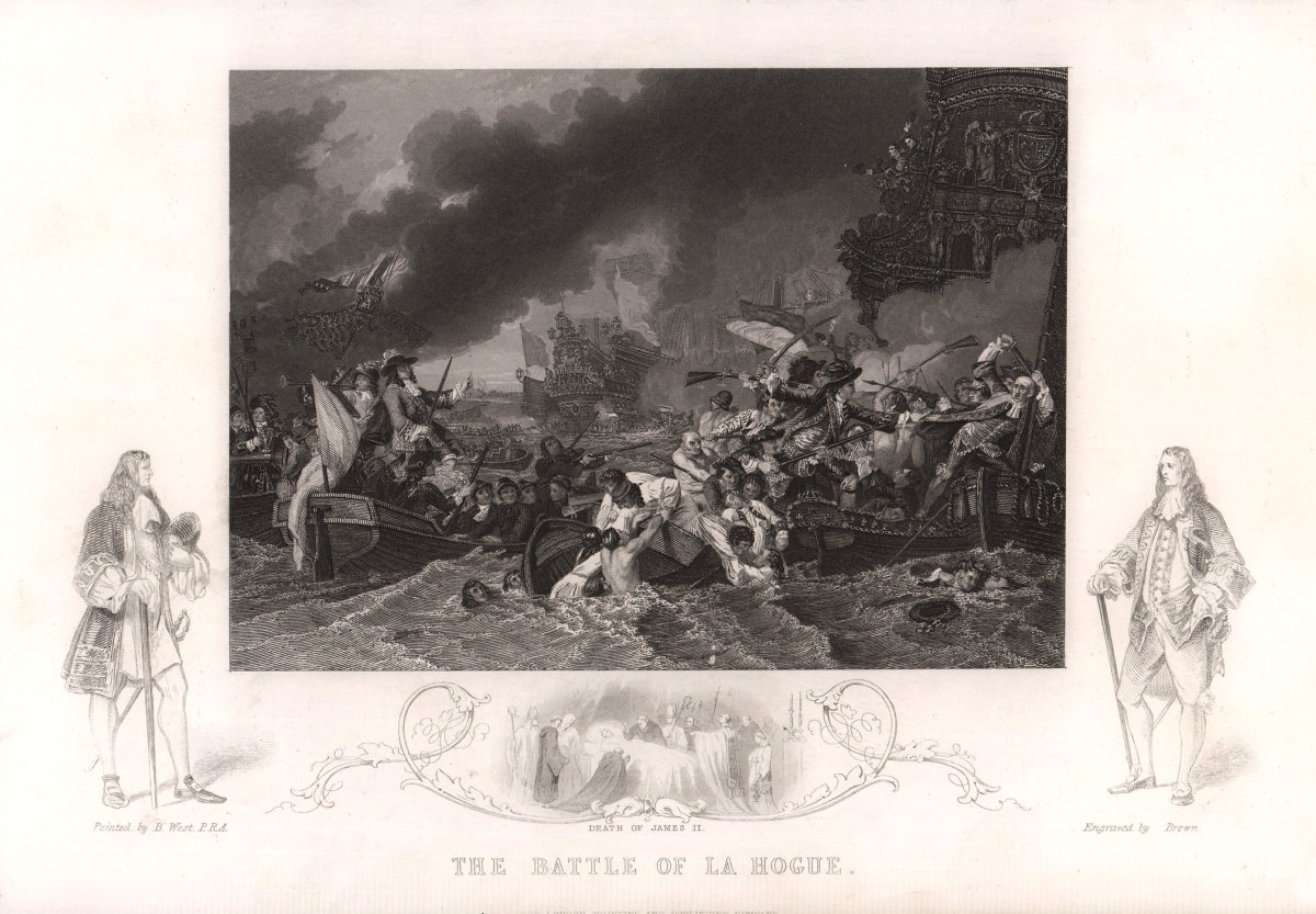 Associate Product The Battle of La Hougue 1692. Manche. TALLIS c1855 old antique print picture