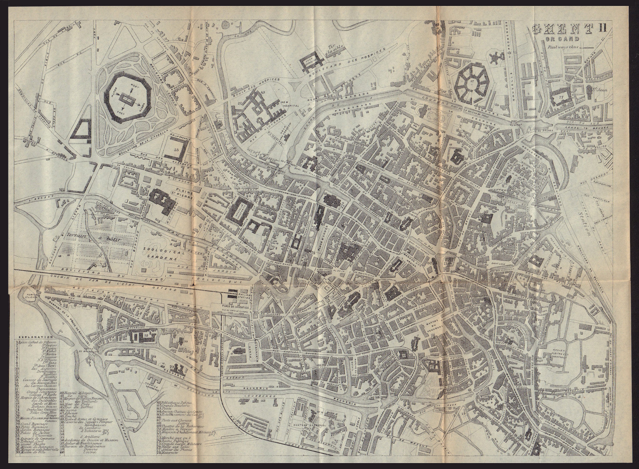 Associate Product GHENT GENT GAND antique town plan city map. Belgium. BRADSHAW 1893 old