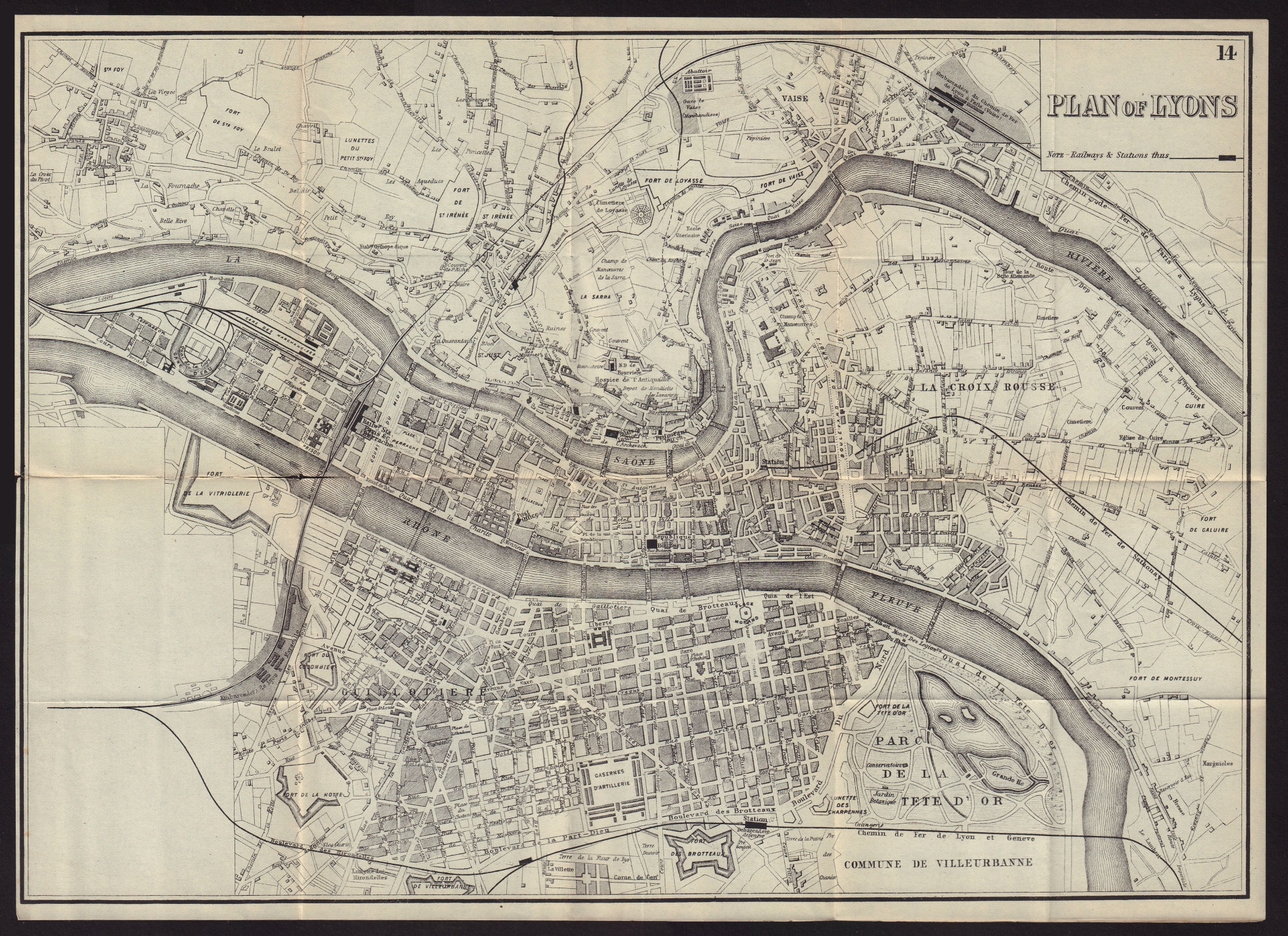 Associate Product LYONS LYON antique town plan city map. France. BRADSHAW c1898 old