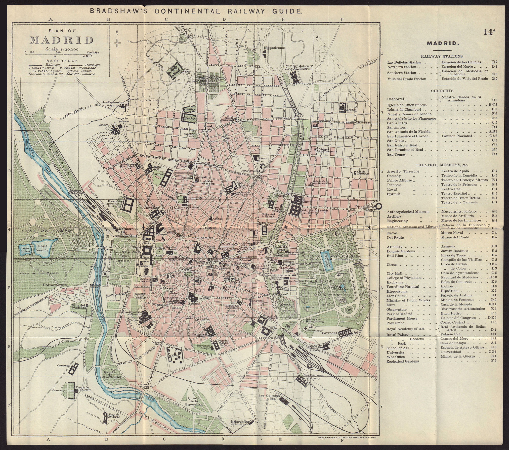 Associate Product MADRID antique town plan city map. Spain. BRADSHAW c1898 old chart