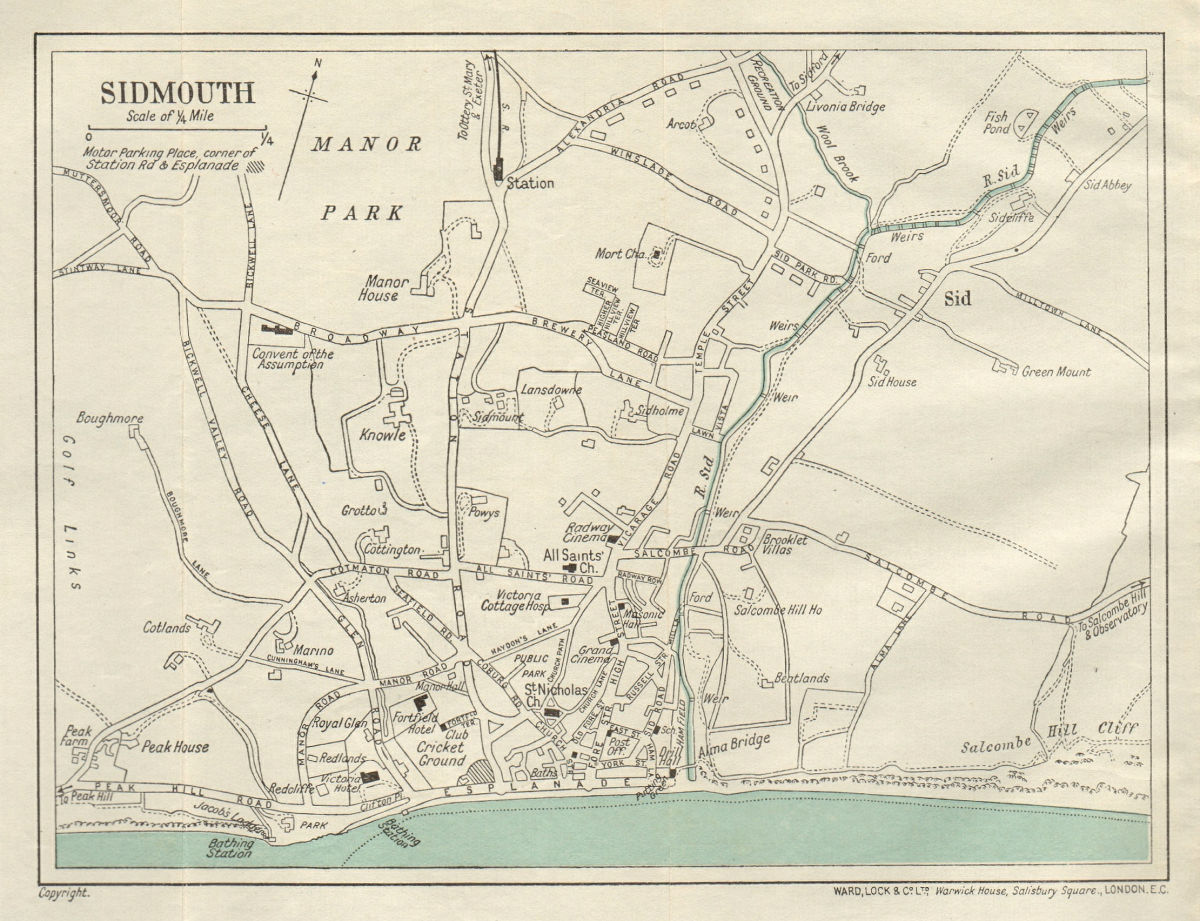 Associate Product SIDMOUTH vintage city town plan. Devon. WARD LOCK 1929 old vintage map chart