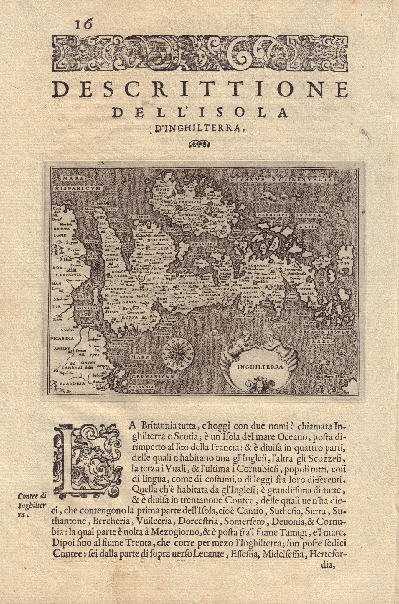 Associate Product Descrittione dell' Isola d'Inghilterra. PORCACCHI British Isles England 1590 map