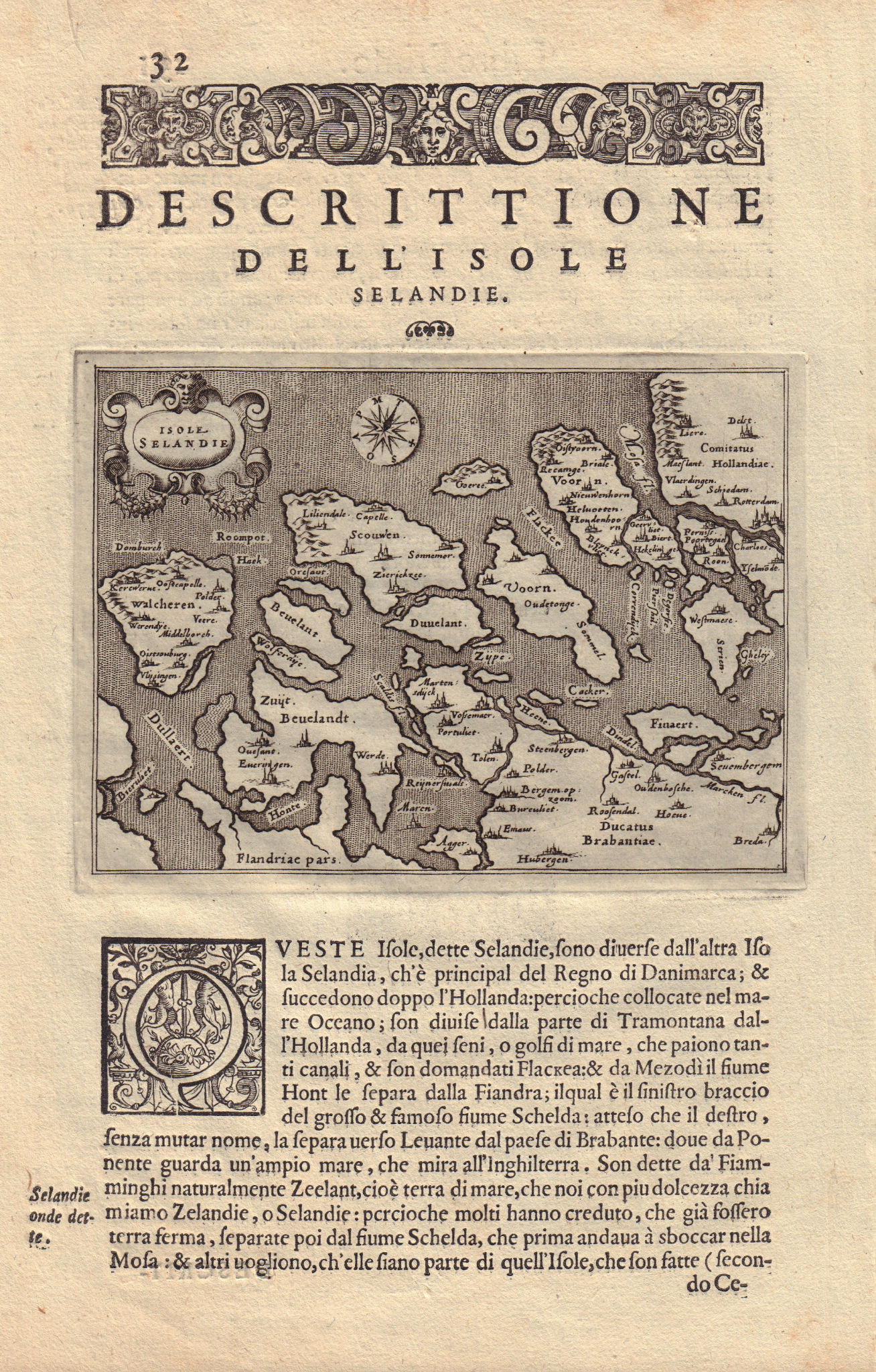 Associate Product Descrittione dell' Isole Selandie. PORCACCHI. Zeeland Netherlands 1590 old map